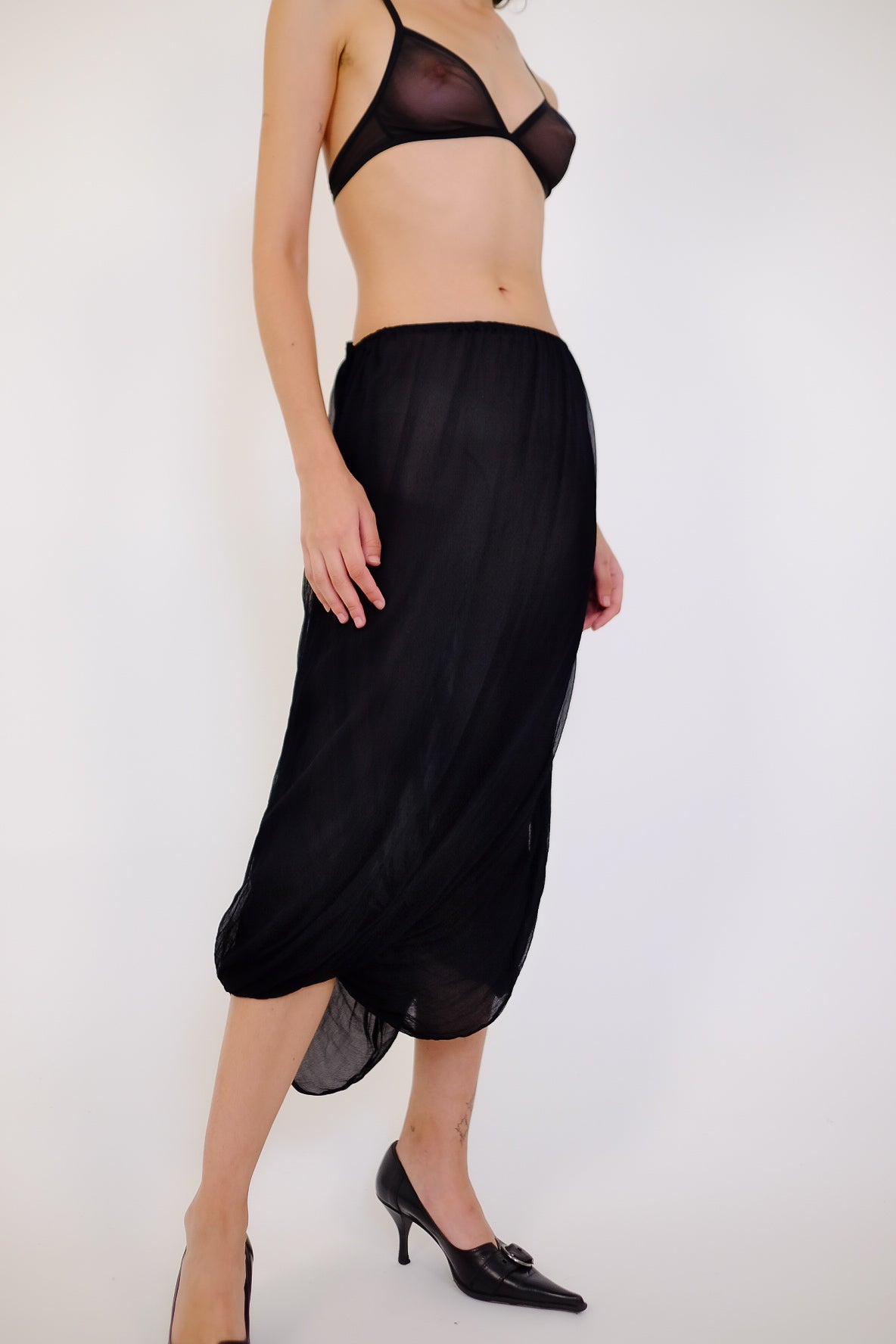 GAULTIER SILK CHIFFON TWISTED BUBBLE SKIRT