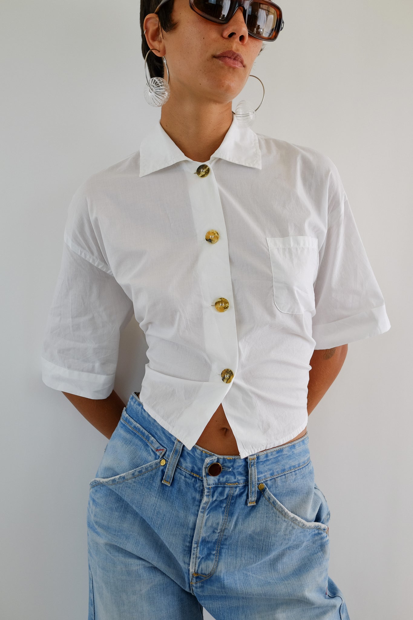 ROMEO GIGLI WRAP SHIRT IN WHITE COTTON VOILE