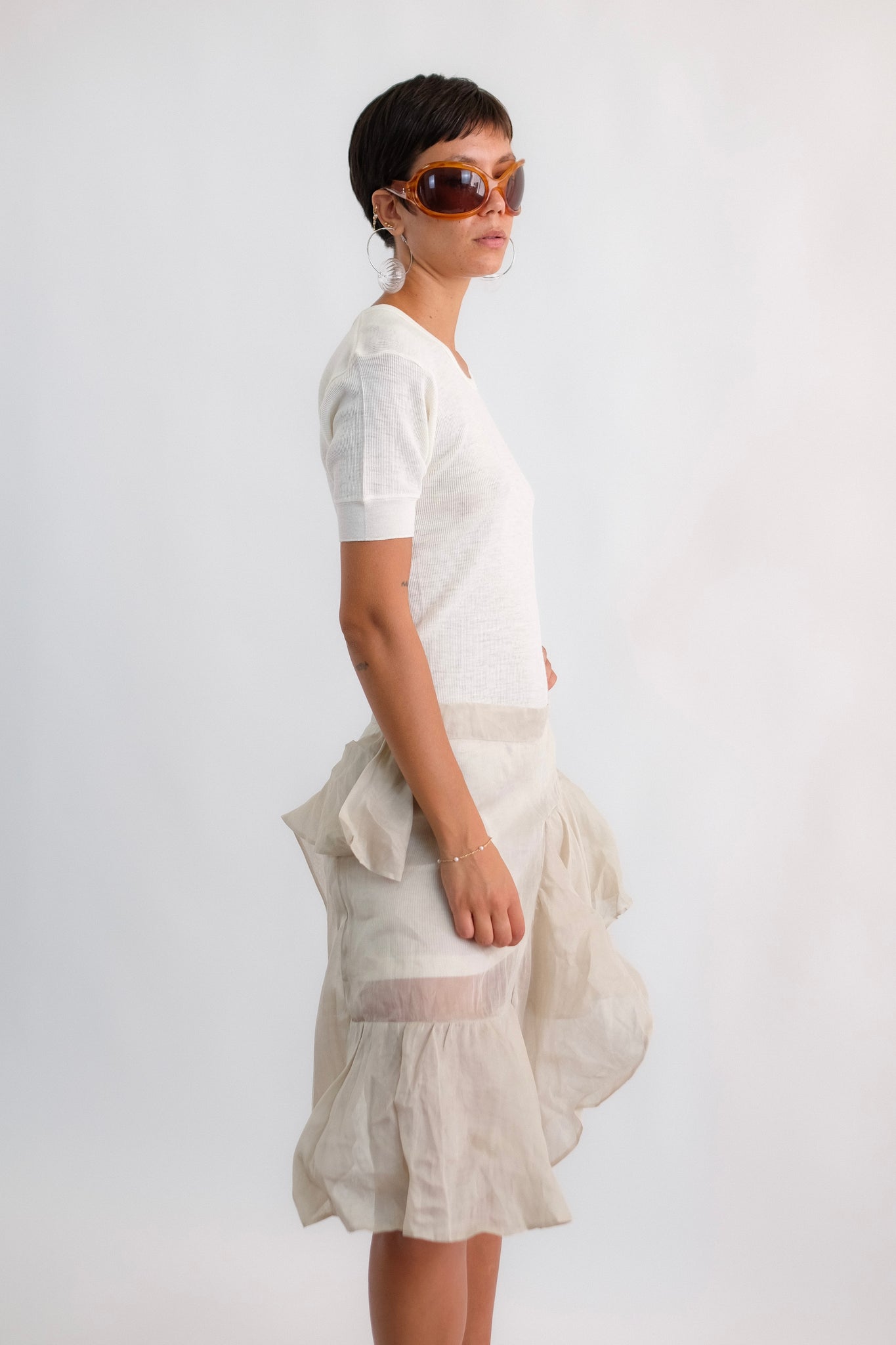 MAXMARA STRUCTURED ORGANZA SKIRT IN TAUPE