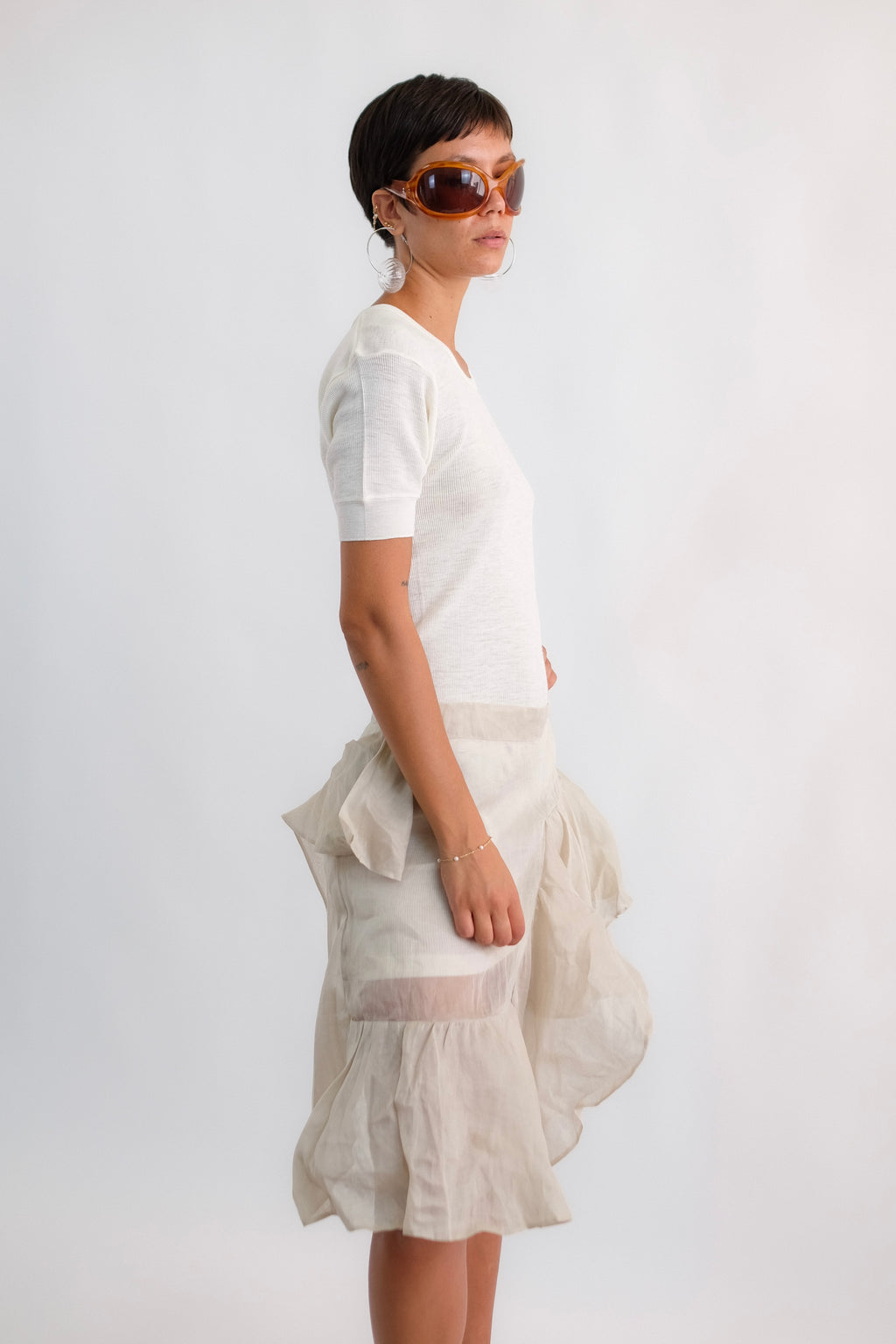 MAXMARA STRUCTURED ORGANZA SKIRT IN TAUPE