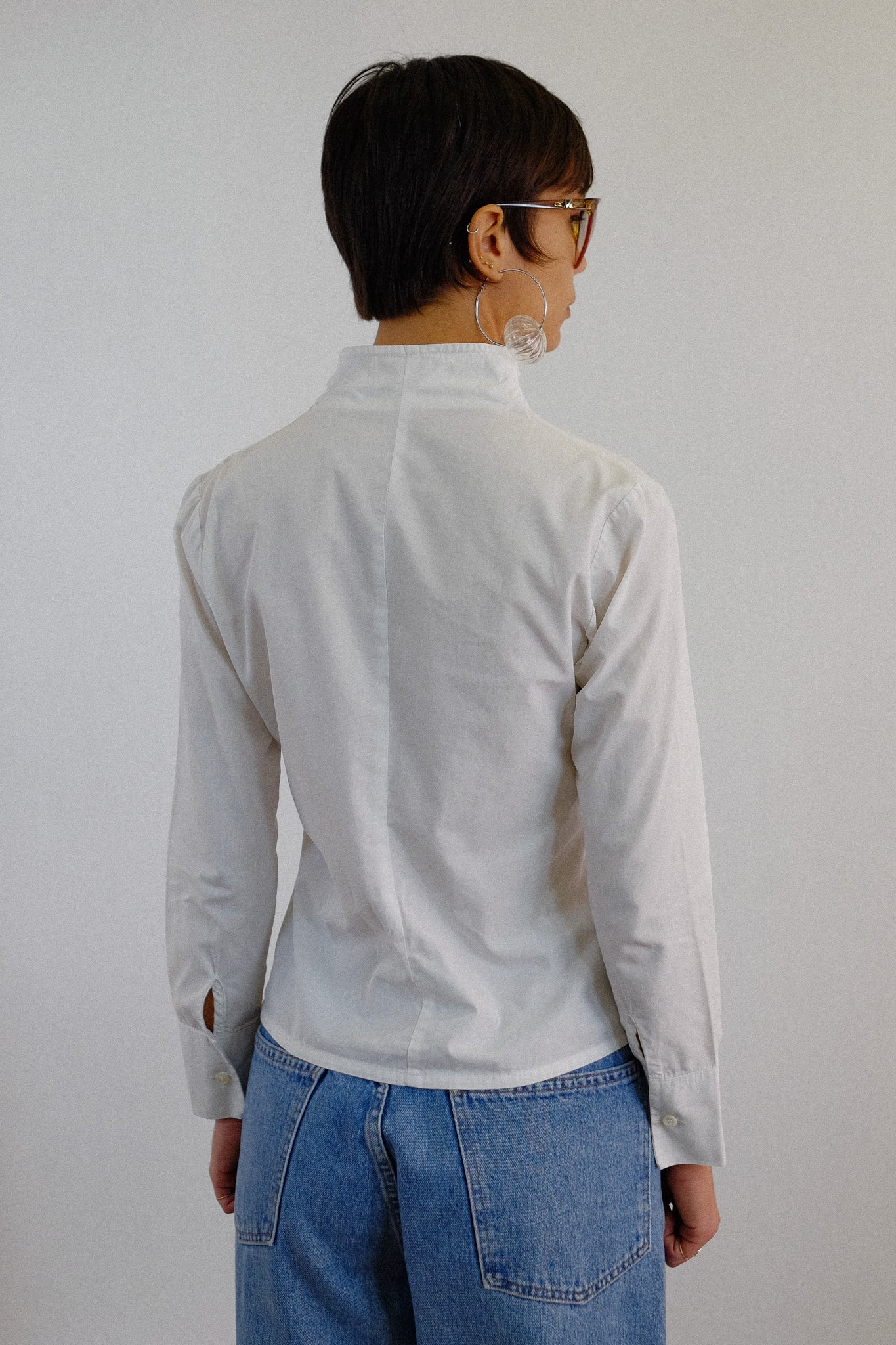 COMBIPEL ESISTO FUNNEL NECK SHIRT IN WHITE