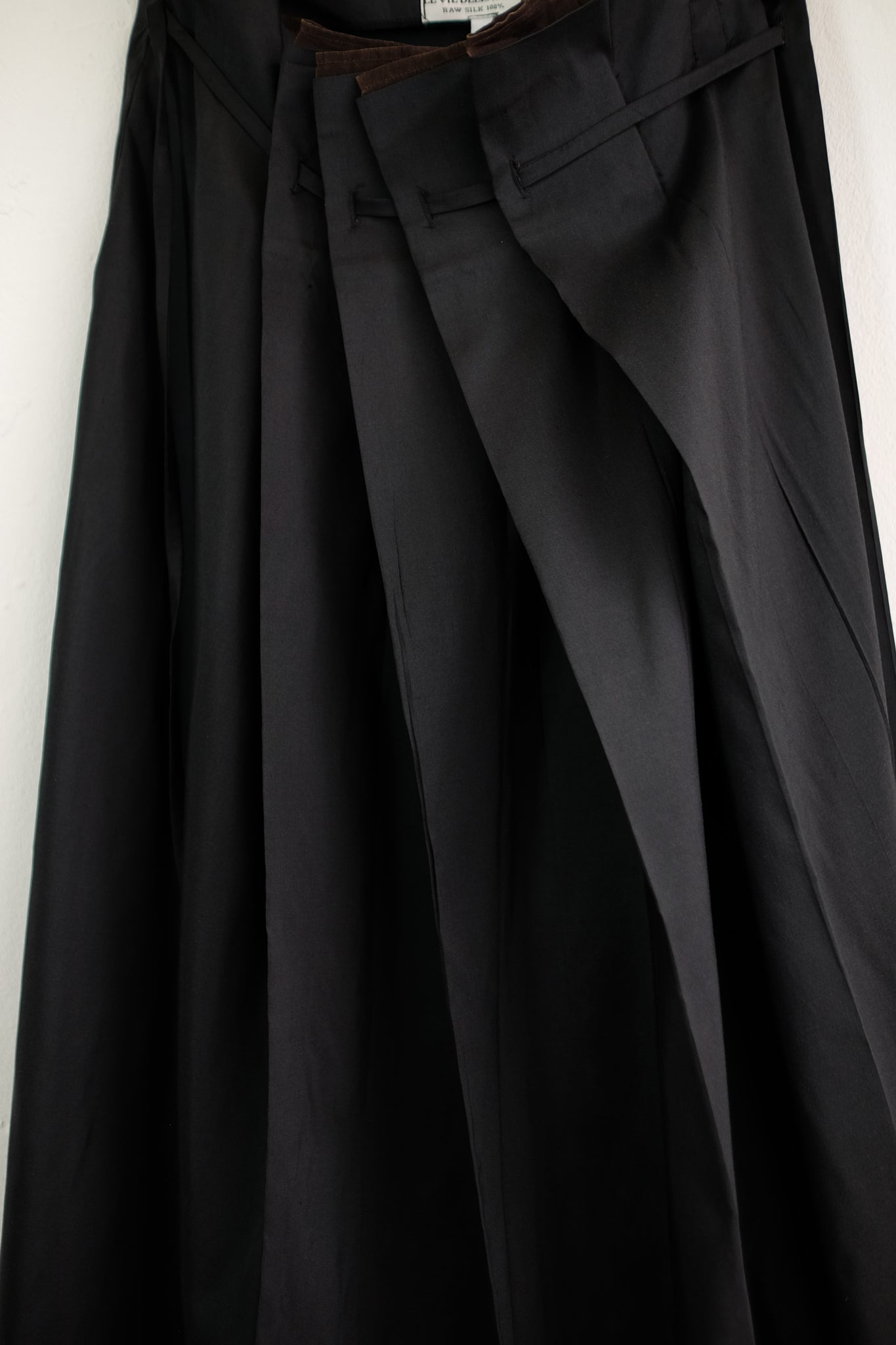 ARTISANAL RAW SILK WRAP SKIRT IN BLACK (ON HOLD)