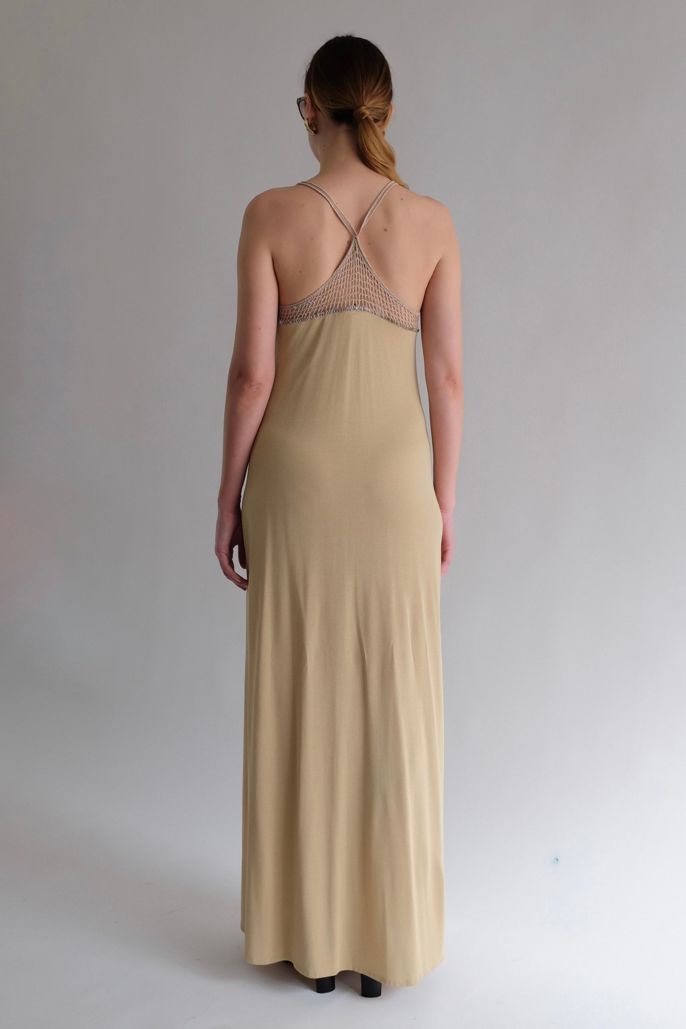 LA PERLA HAND BEADED CROCHET DRESS IN BEIGE
