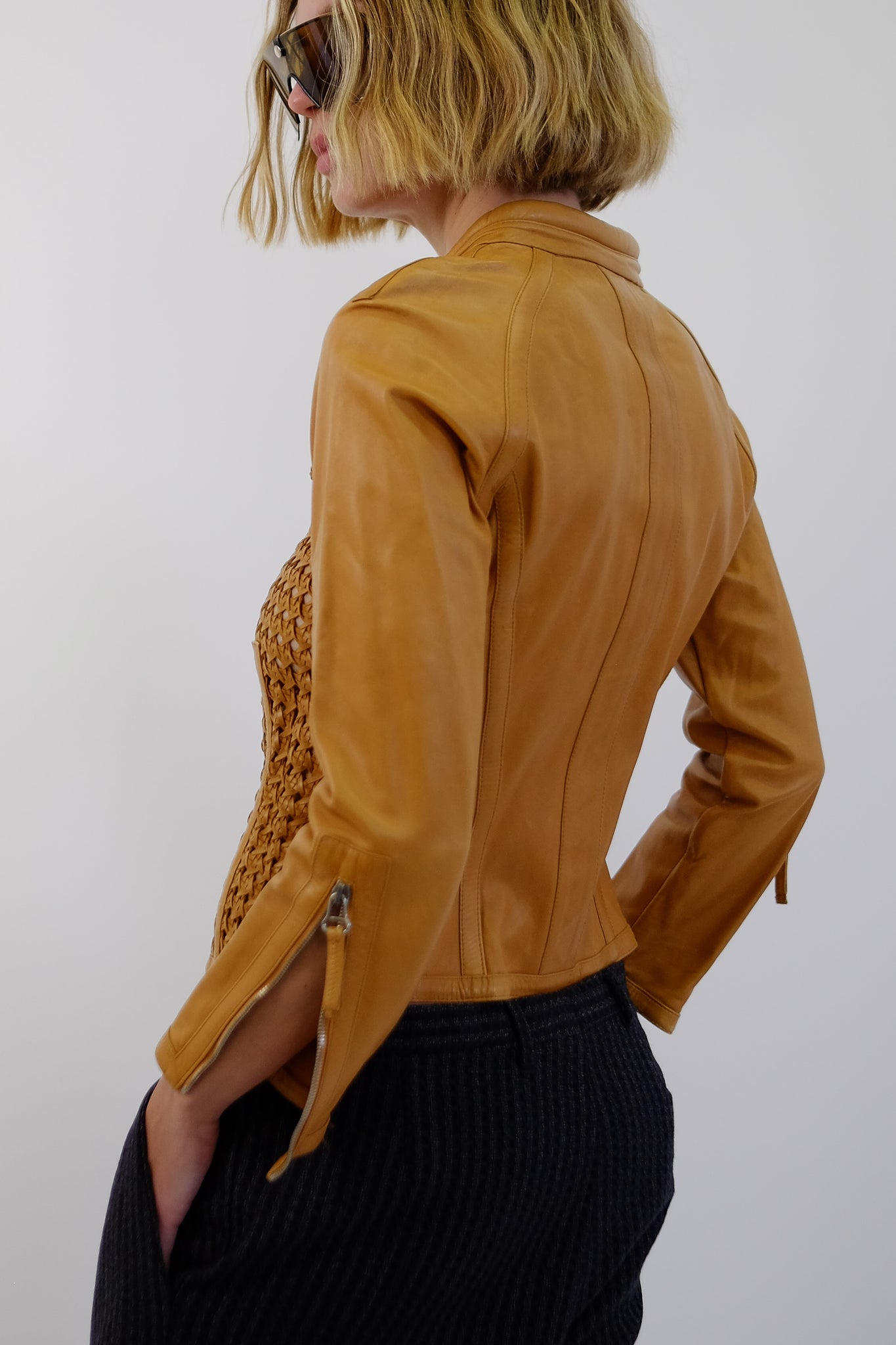 GIANFRANCO FERRÉ INTRECCIATO LEATHER JACKET