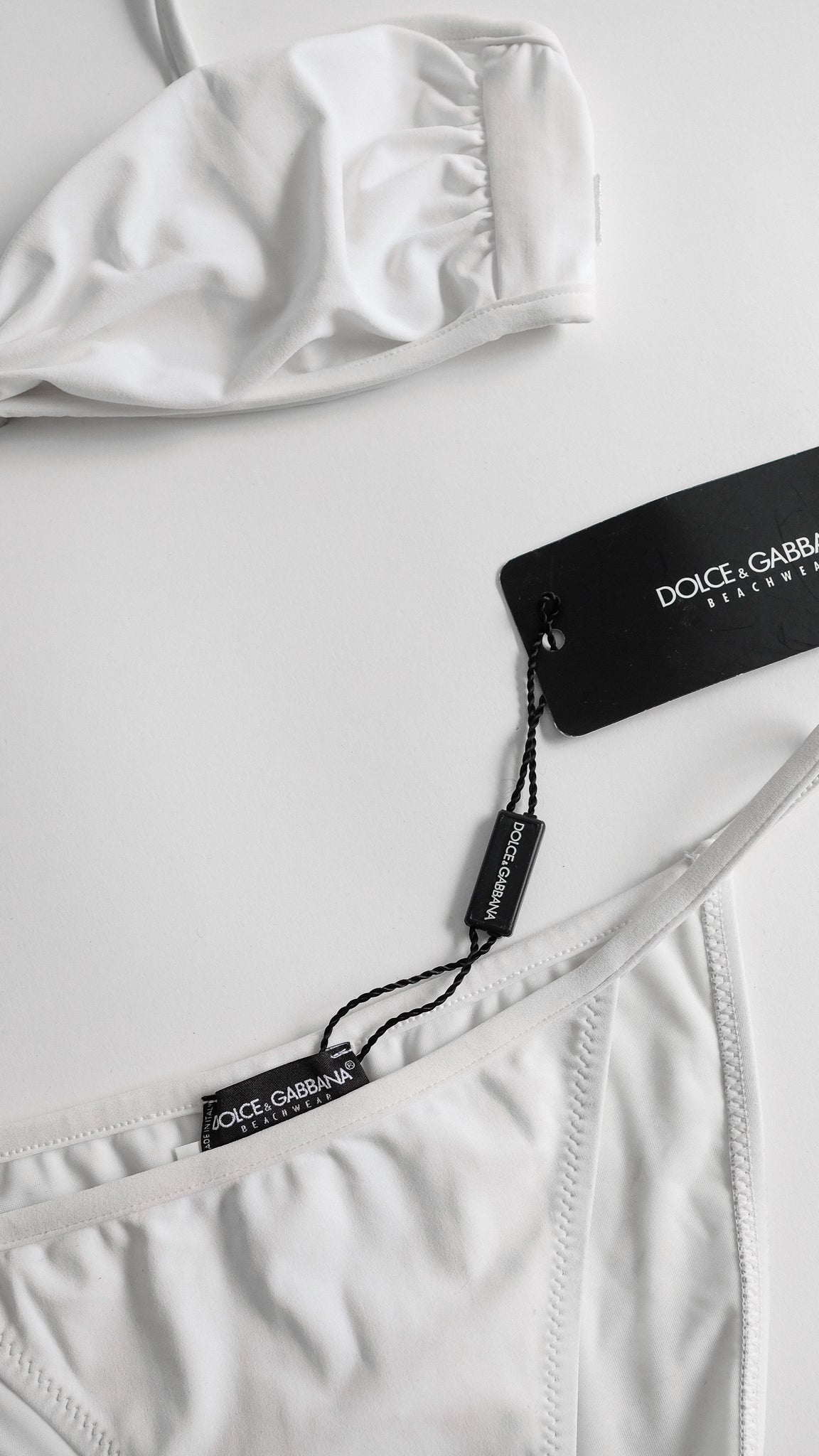 DOLCE AND GABBANA DEADSTOCK HALTER BIKINI SET IN WHITE