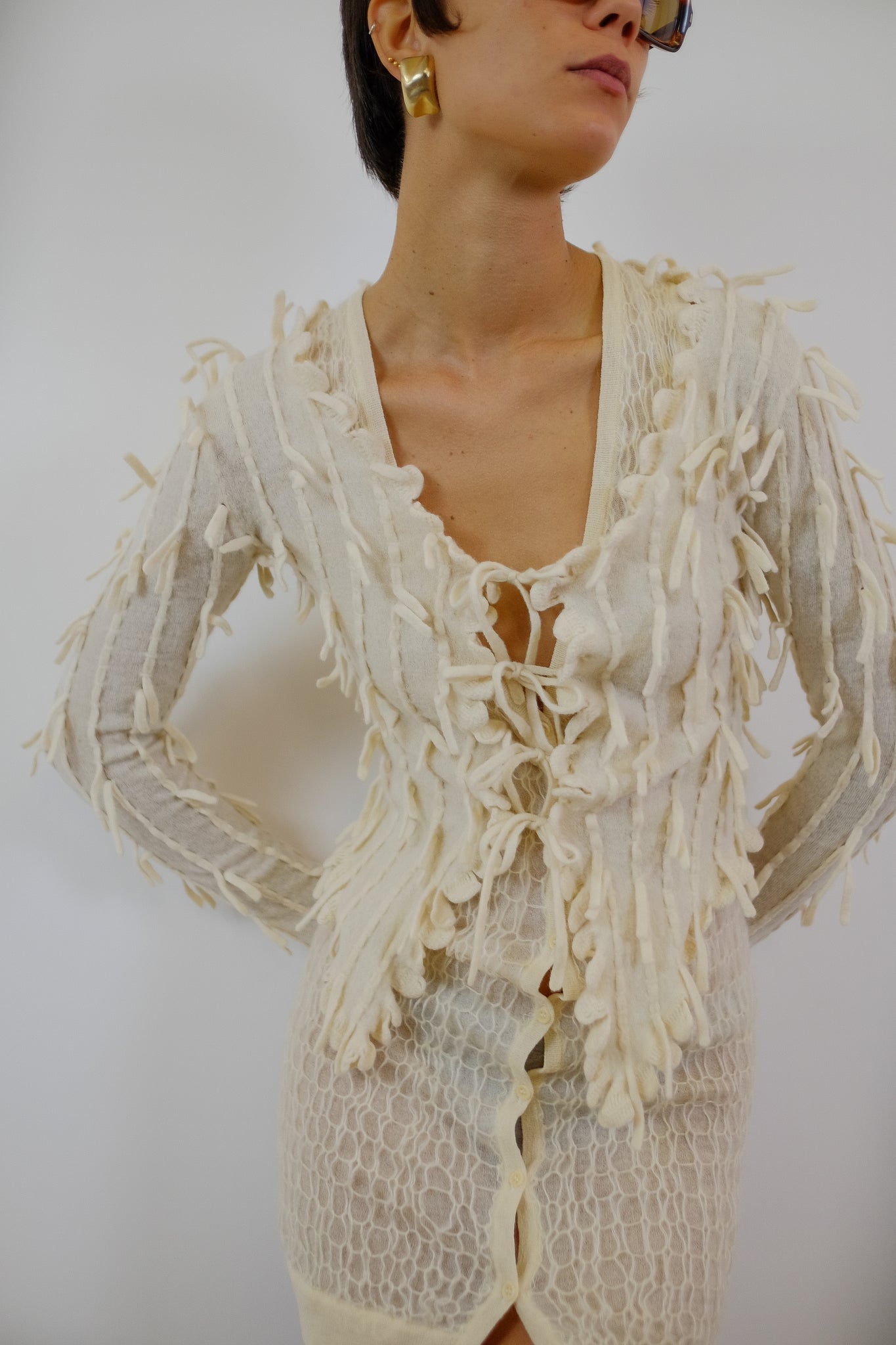 ROBERTA SCARPA CROP CARDIGAN IN CREAM