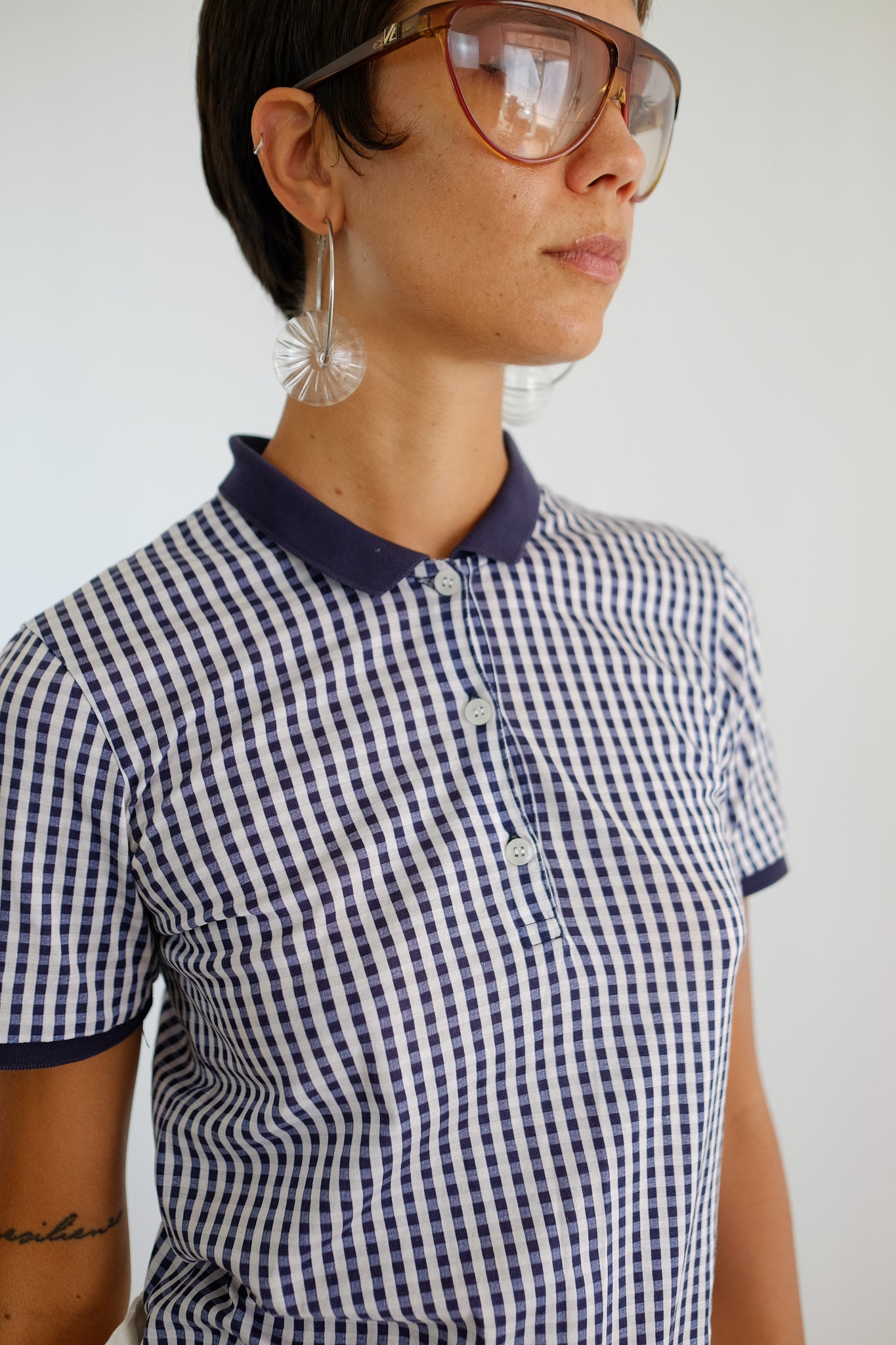 DOLCE & GABBANA STRETCH POLO IN BLUE GINGHAM