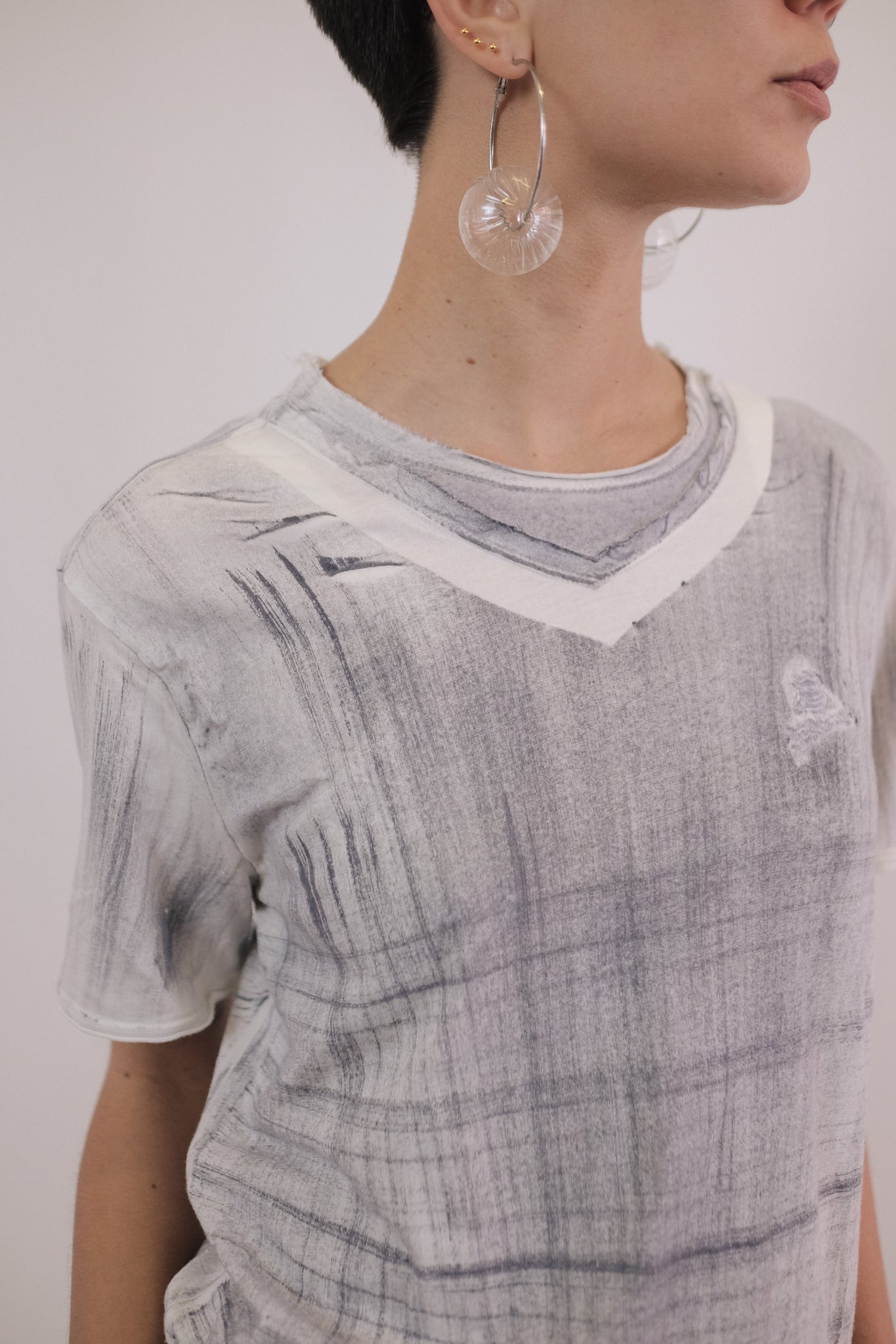 JUST CAVALLI TROMPE L'OEIL T IN LIGHT BLUE & WHITE