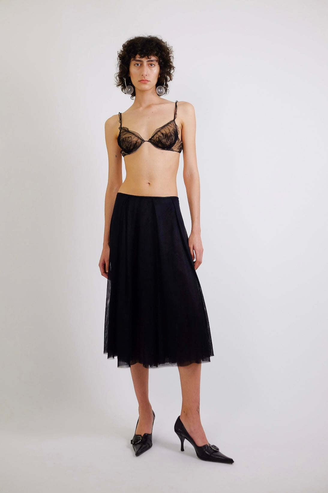 PINKO LAYERED MESH PLEAT SKIRT