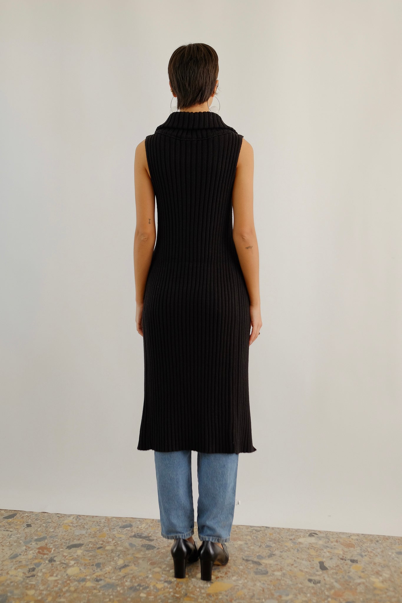 SISLEY LONG DOUBLE ZIP KNIT IN BLACK