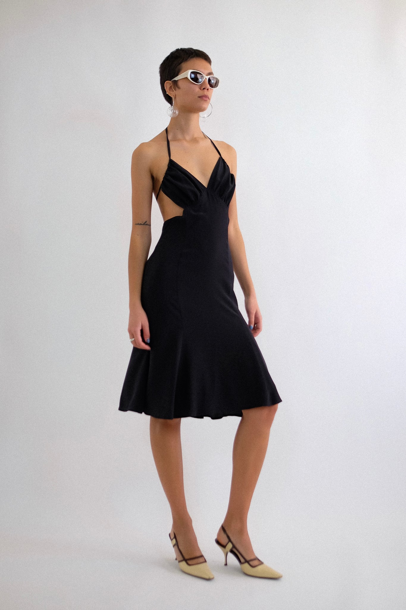 MAX MARA OPEN BACK DRESS IN BLACK