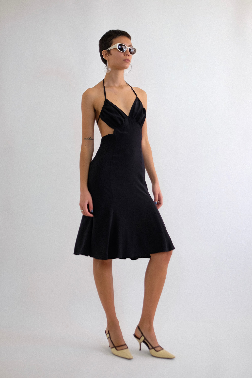 MAX MARA OPEN BACK DRESS IN BLACK