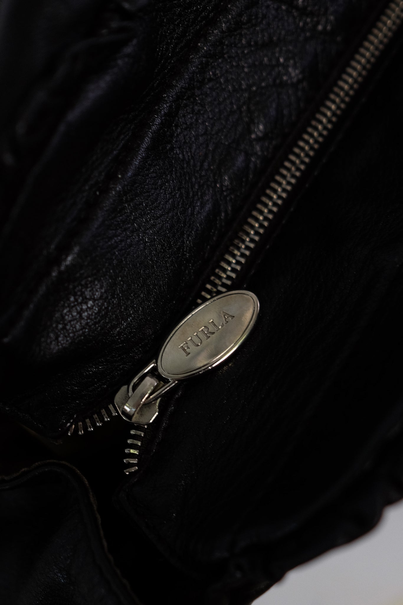 FURLA PERFORATED LEATHER BAG IN DARK CHOCOLATE BROWN