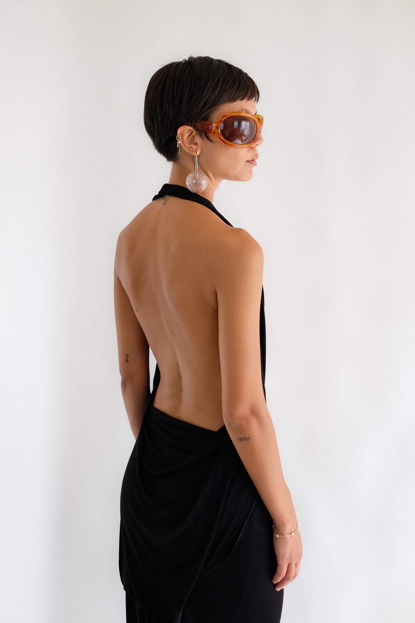 ALEXANDER MCQUEEN S/S 2001 DOCUMENTED ‘VOSS’ COLLECTION DRESS IN BLACK JERSEY