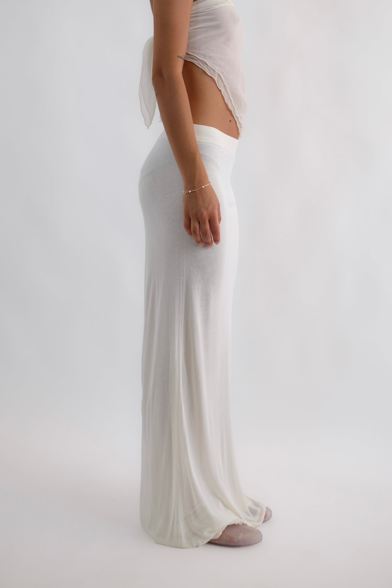 LA PERLA TIERED MAXI SKIRT-DRESS IN WHITE JERSEY