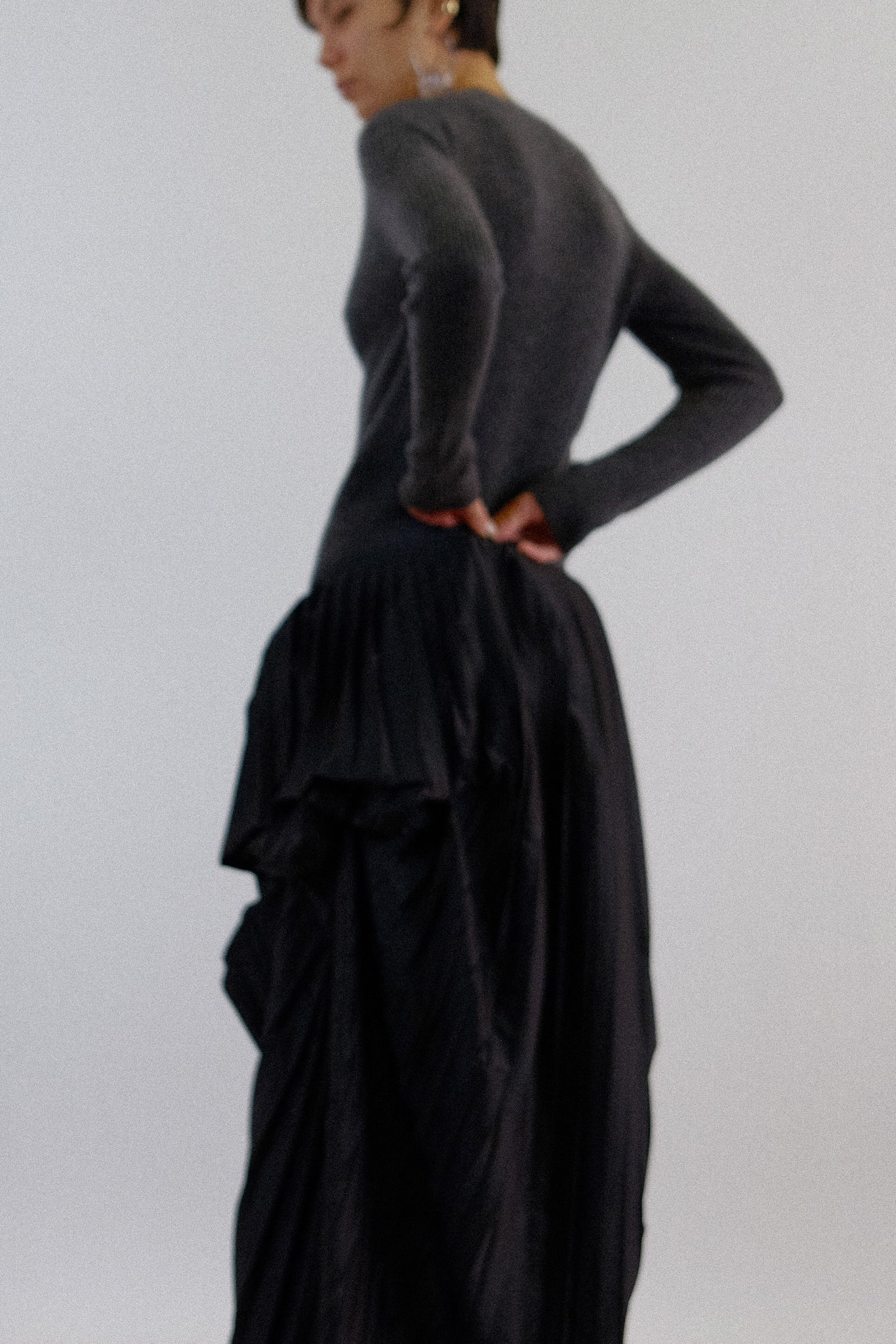 SONIA SPECIALE PLEATED BUSTLE SKIRT IN BLACK