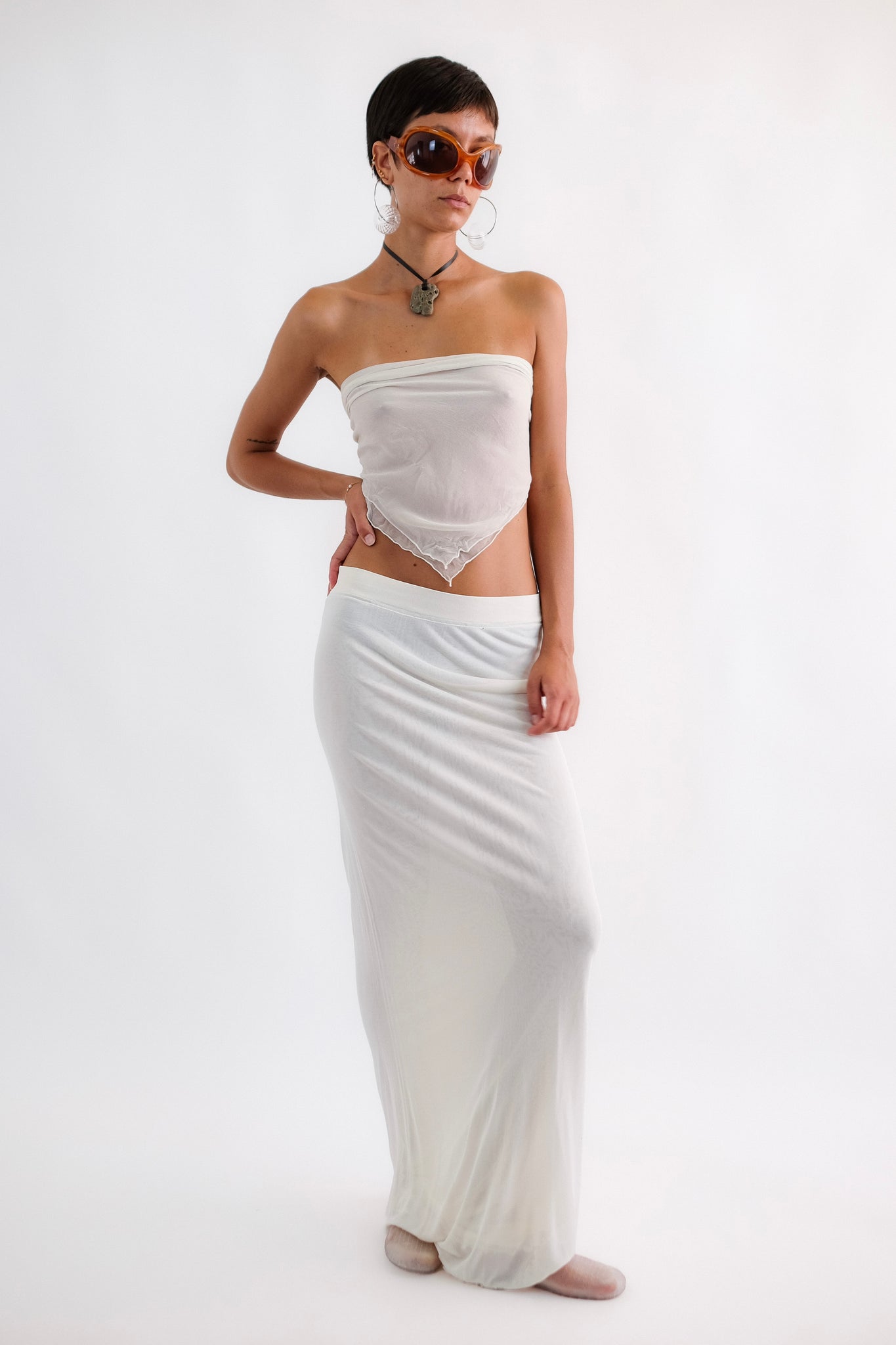 LA PERLA TIERED MAXI SKIRT-DRESS IN WHITE JERSEY