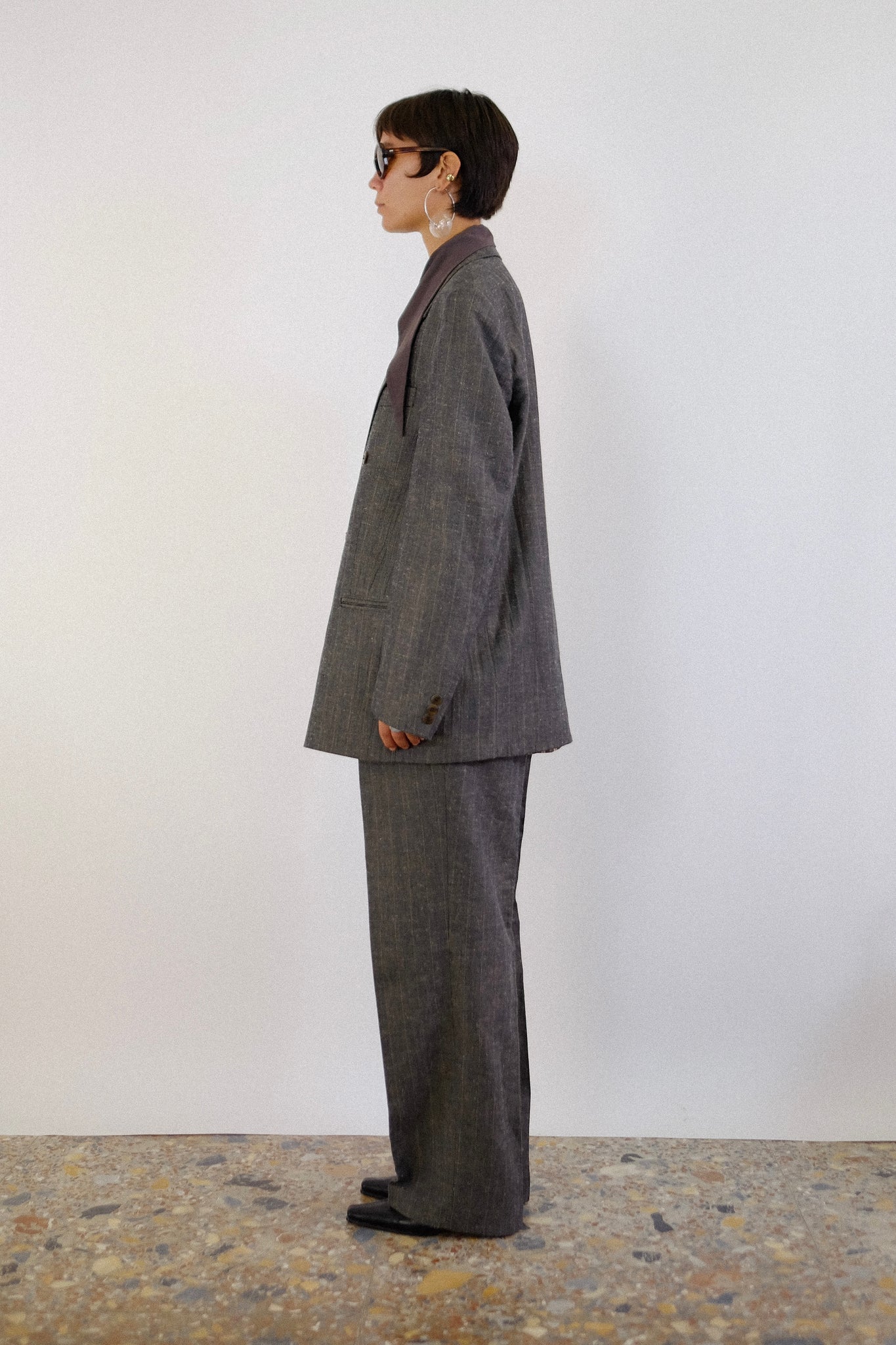 DEL RO SILK TAILORED MENSWEAR SUIT IN GREY