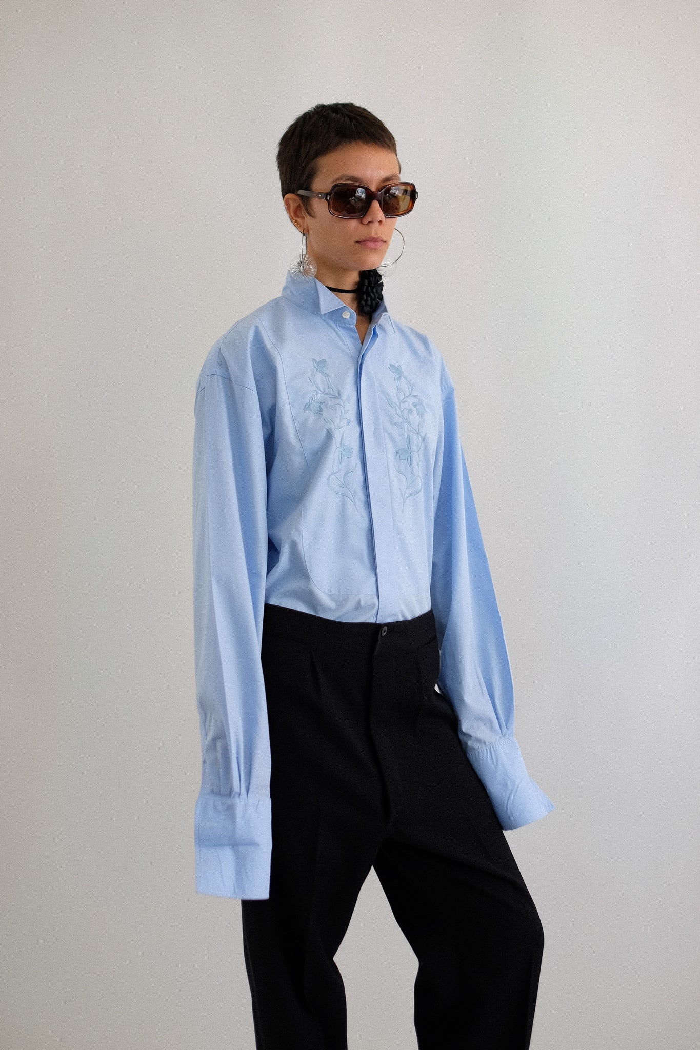 KENZO HOMME EMBROIDERED SHIRT IN BLUE