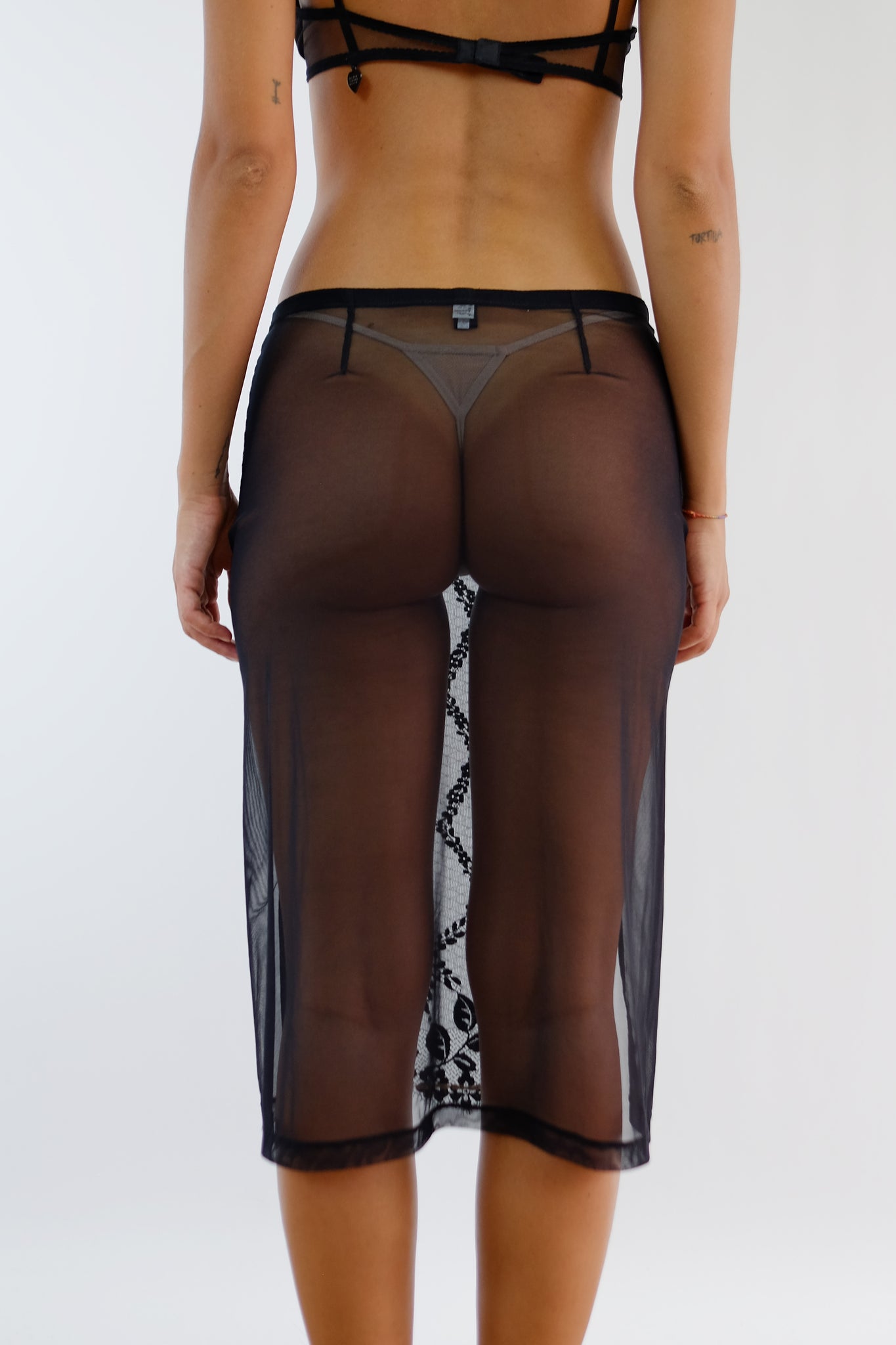 MALIZIA BY LA PERLA MIDI SLIP SKIRT IN BLACK LACE