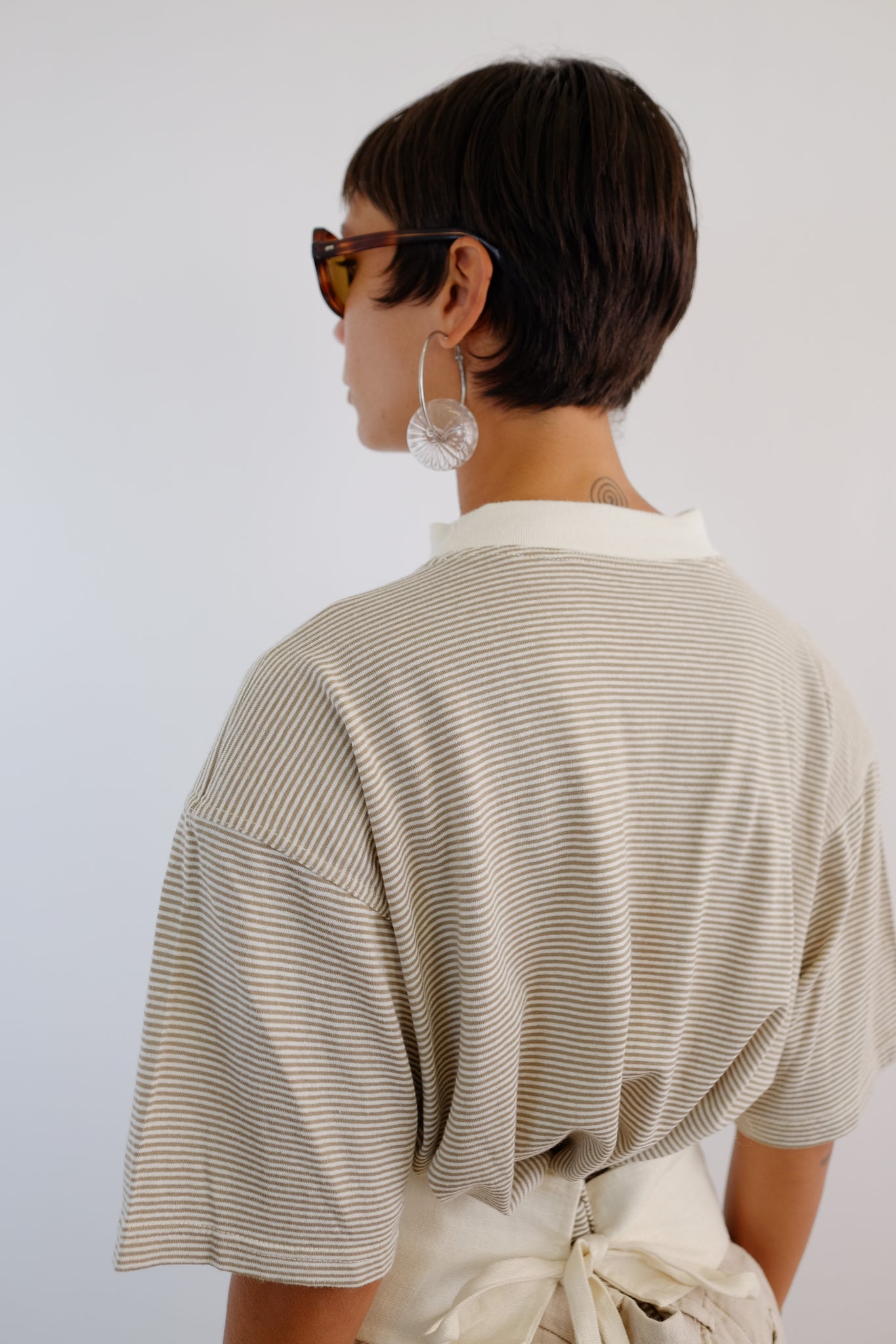 VINTAGE ITALIAN SHOULDER-T IN COTTON STRIPE