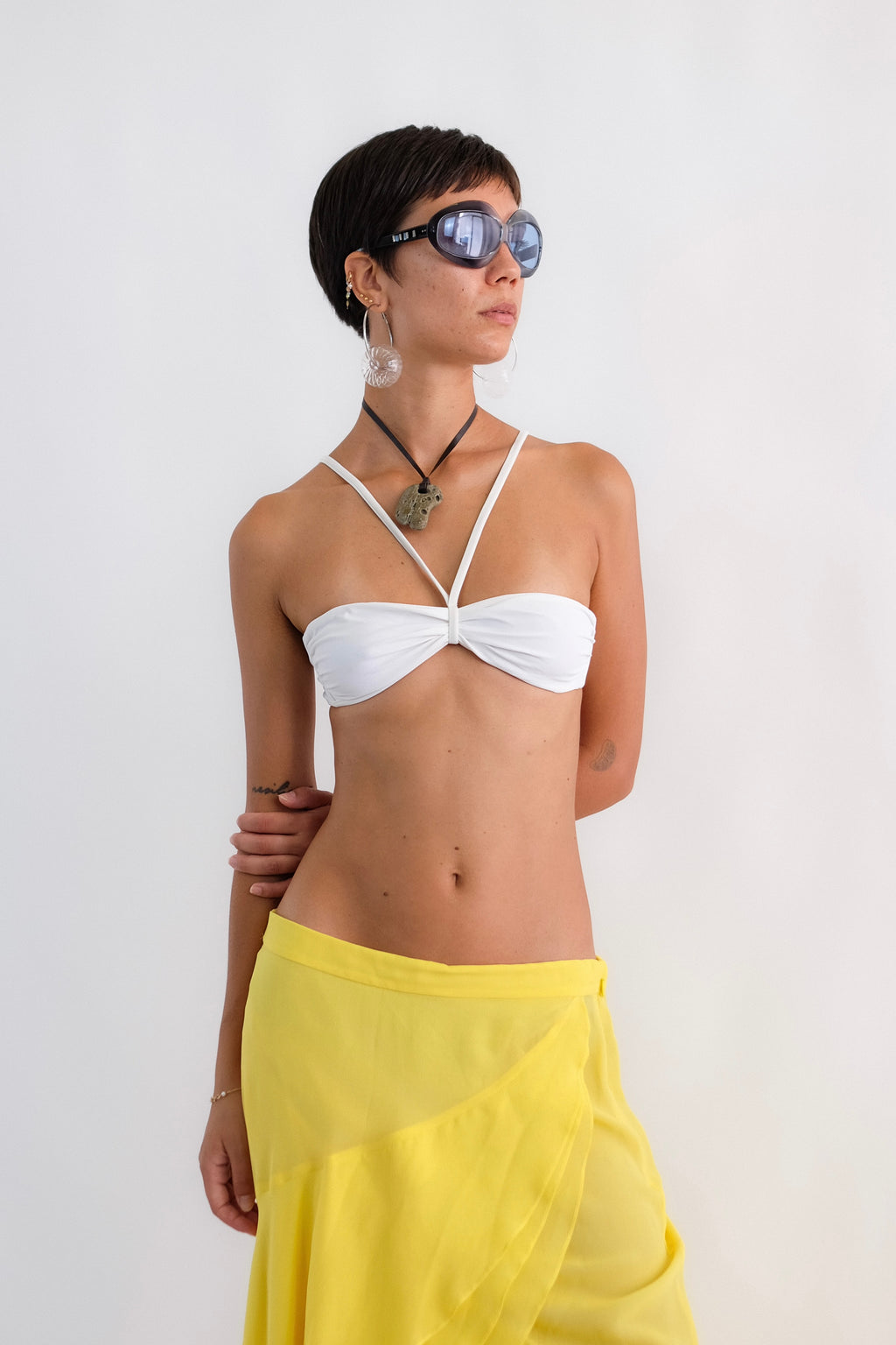 DOLCE AND GABBANA DEADSTOCK HALTER BIKINI SET IN WHITE