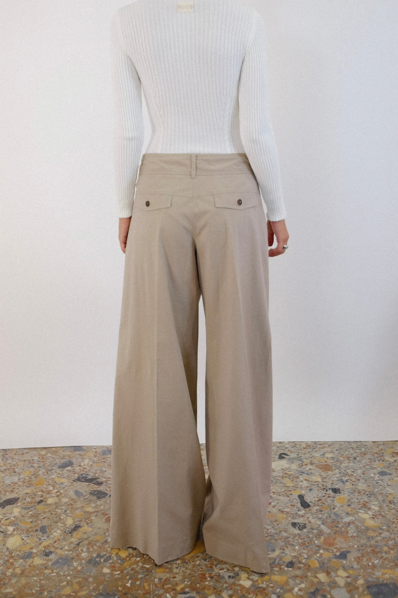 MAXMARA WIDE LEG PLEAT PANTS IN TAUPE