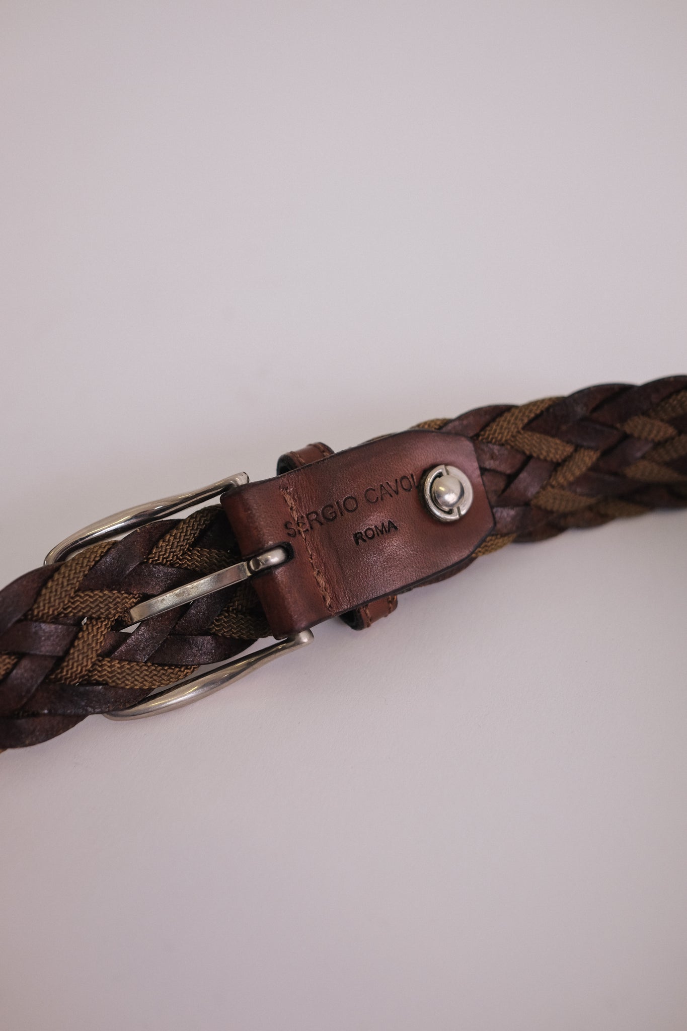 SERGIO CABOLA ROMA BRAIDED LEATHER BELT IN BROWN