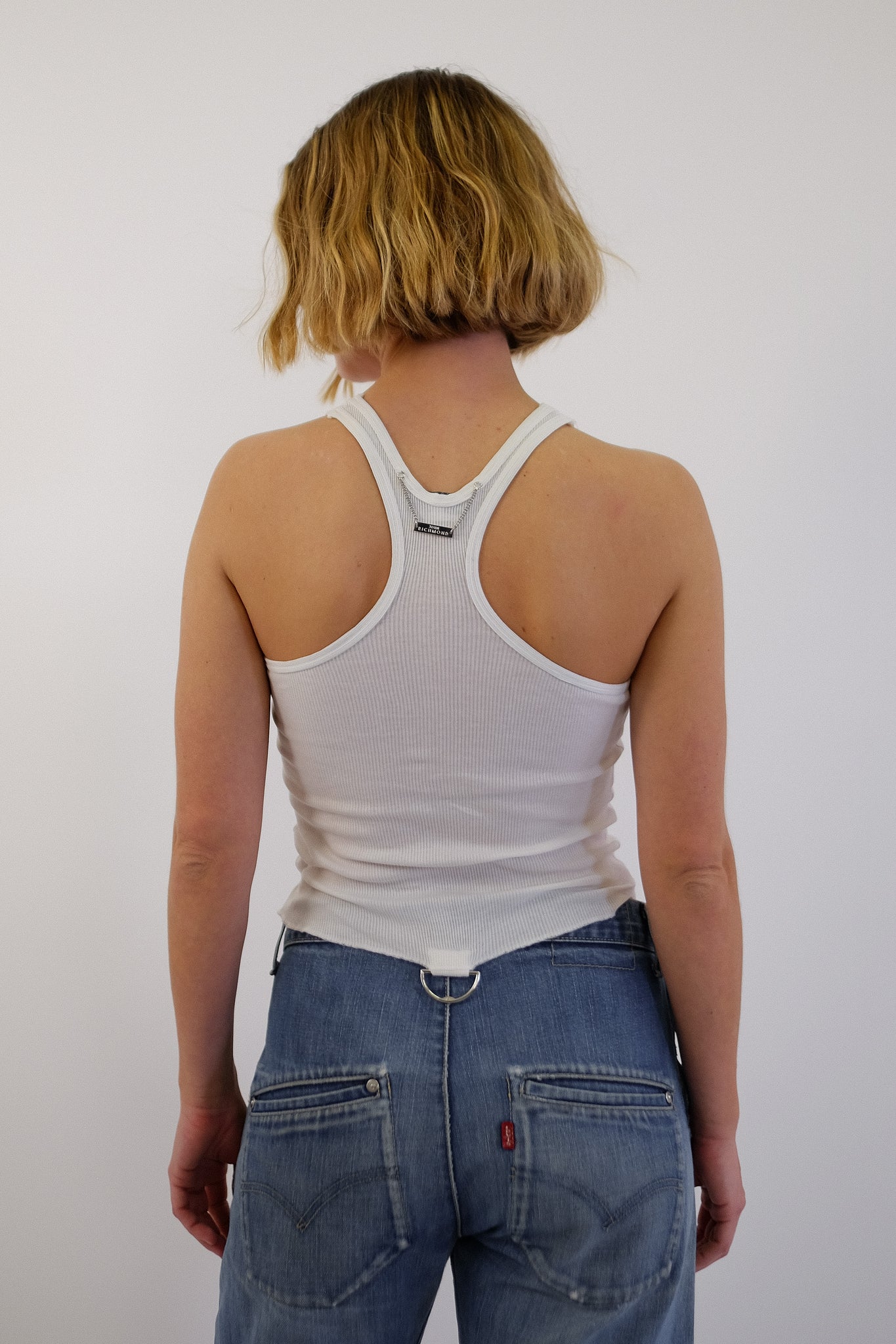 JOHN RICHMOND SUSPENDER TANK IN WHITE