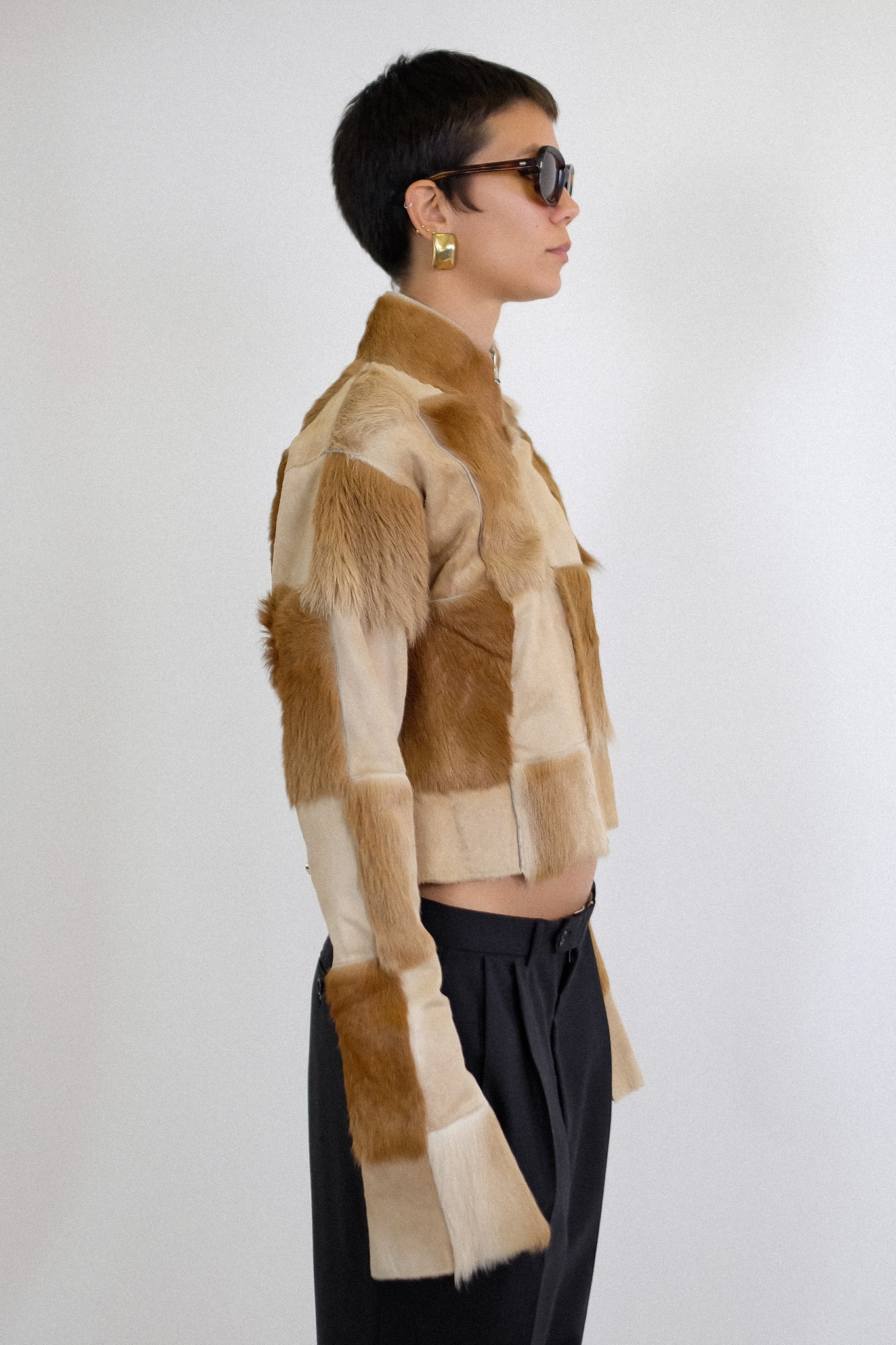 FENDI FALL 1999 PATCHWORK FUR JACKET IN NATURAL