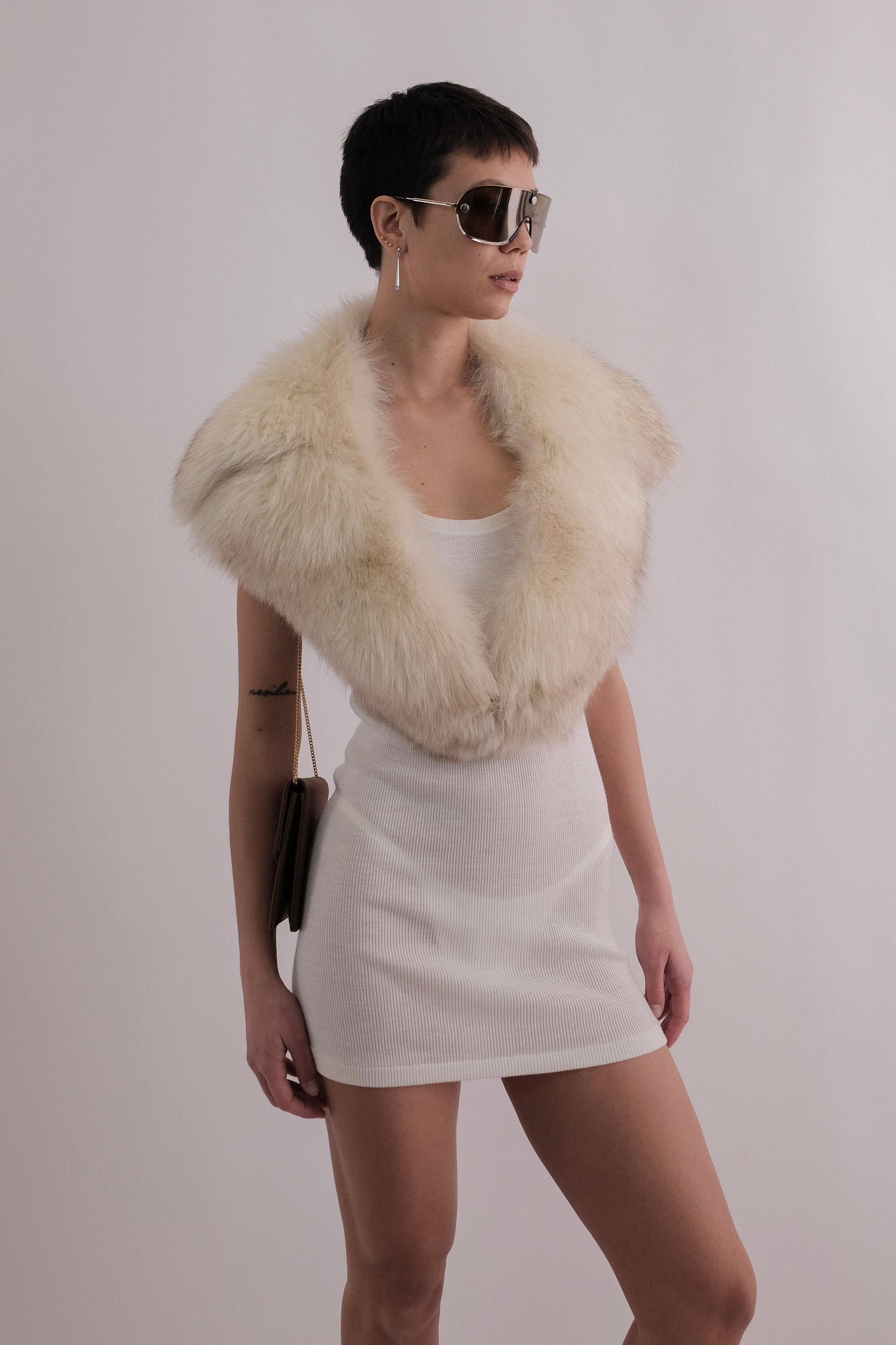 ARTISANAL HANDMADE FOX FUR COLLAR IN NEUTRAL