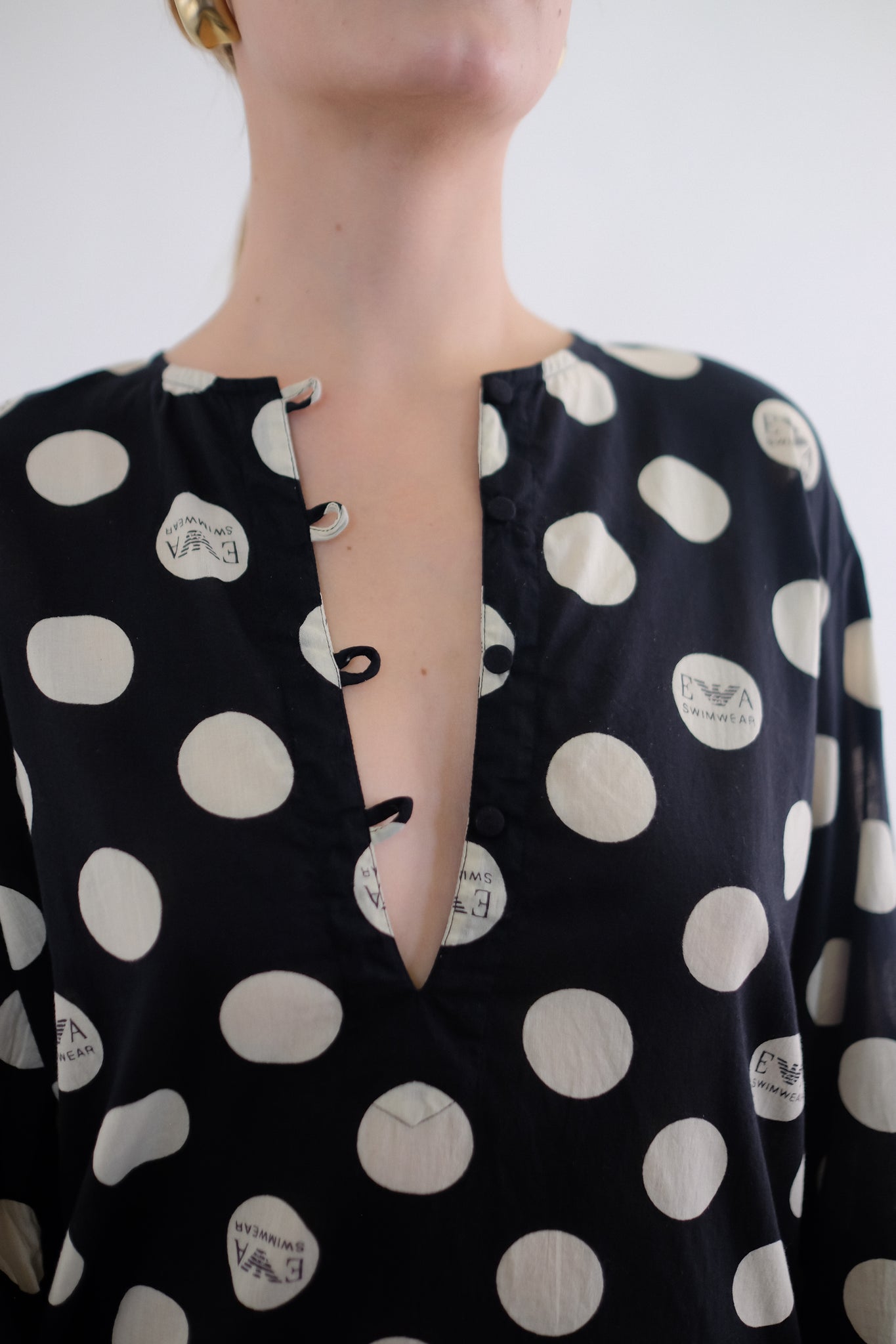 1990S ARMANI COTTON POLKA DOT DRESS IN BLACK AND WHITE VOILE