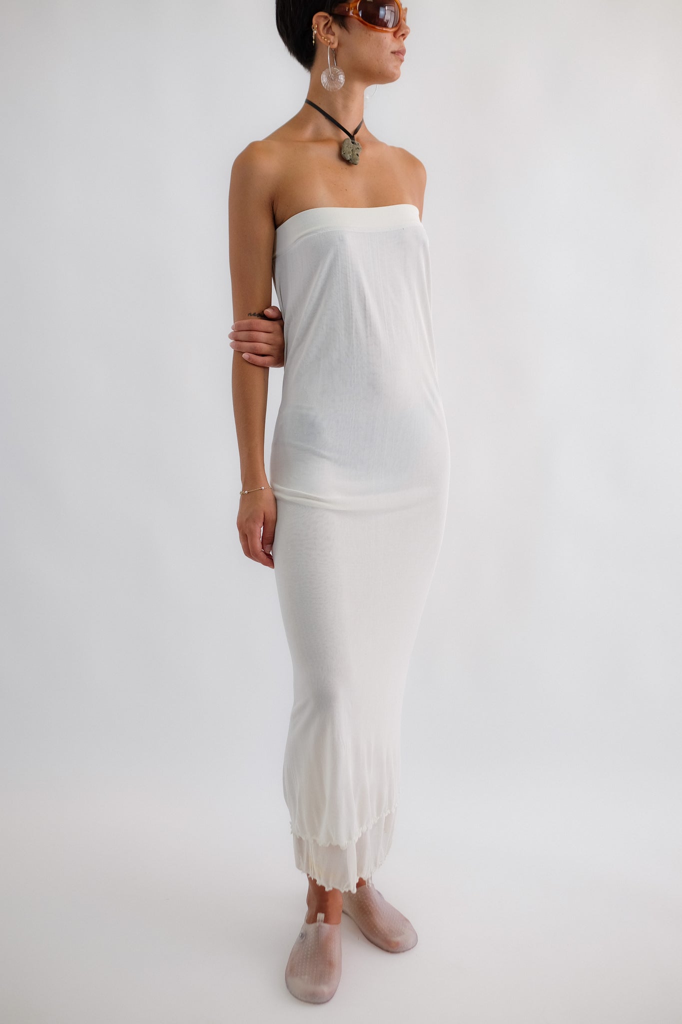 LA PERLA TIERED MAXI SKIRT-DRESS IN WHITE JERSEY