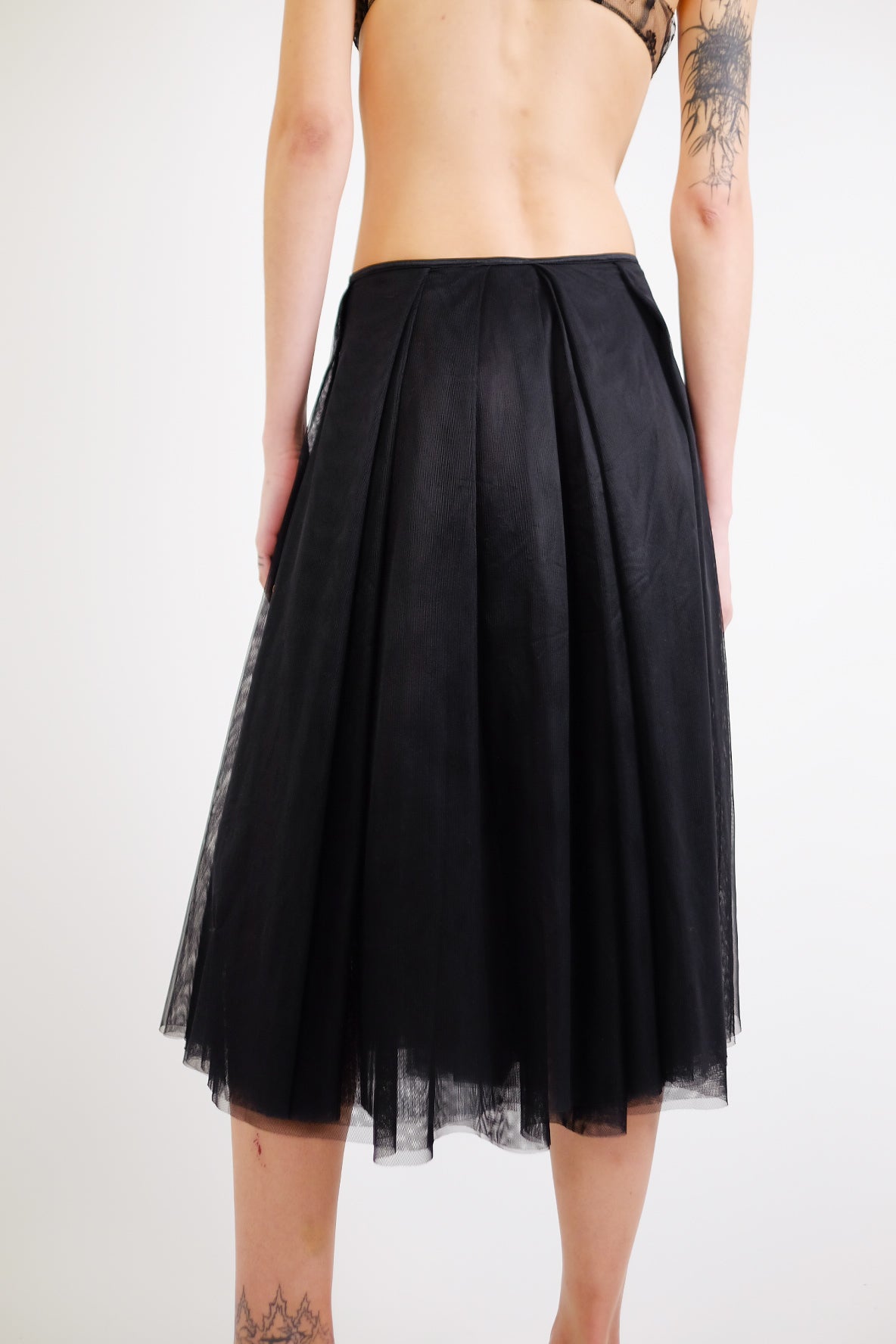 PINKO LAYERED MESH PLEAT SKIRT