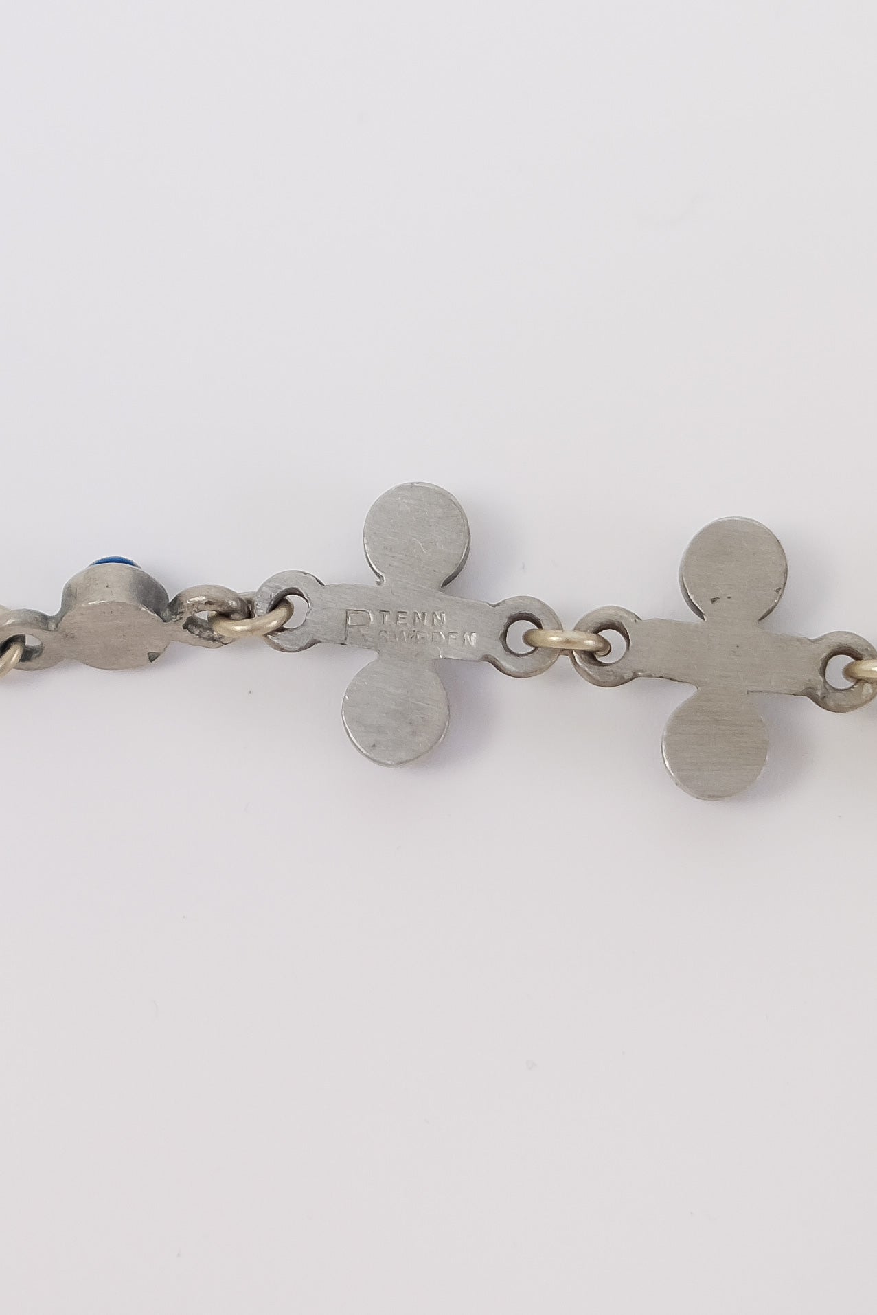 SWEDISH MODERNIST POLISHED PEWTER & GLASS NECKLACE