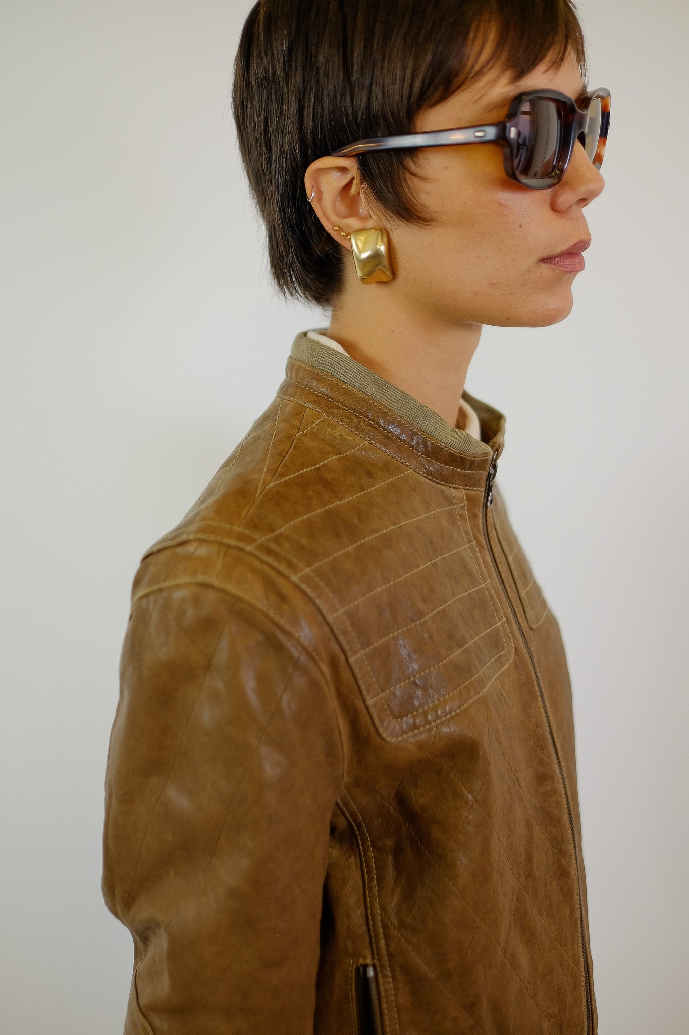 NEIL BARRETT LEATHER JACKET IN BROWN
