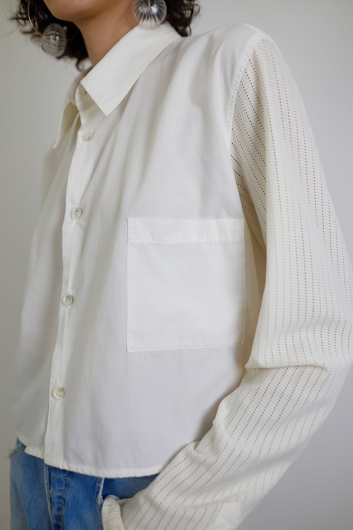 1980S GIRBAUD CROP COTTON/KNIT SHIRT