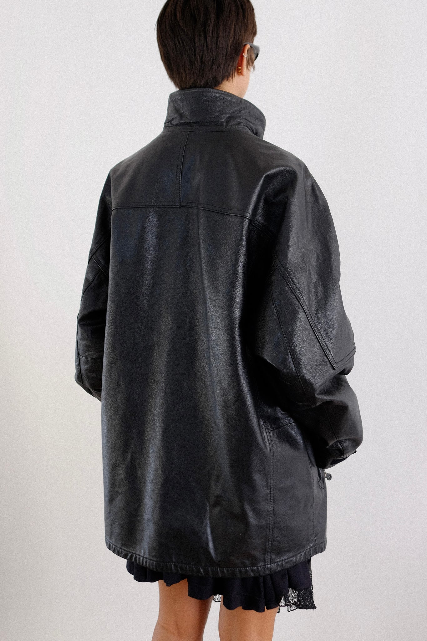1990s ARMANI JEANS LEATHER JACKET IN BLACK