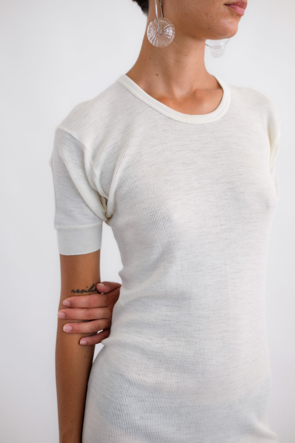 VINTAGE RAGNO DEADSTOCK KNIT T-DRESS IN PANNA
