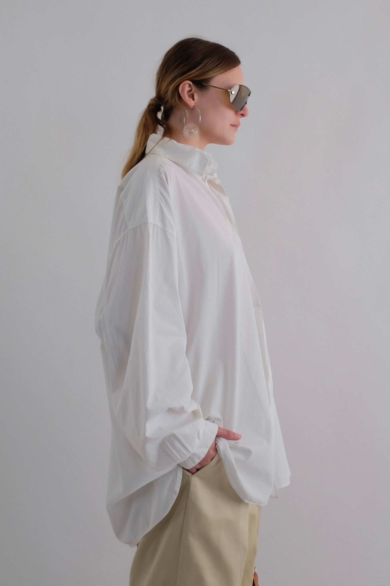 1980S KATHARINE HAMNETT OVERSIZED COTTON SHIRT-DRESS