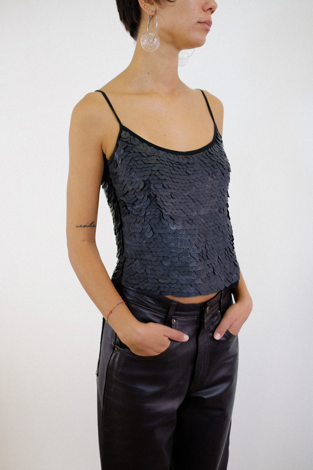 1990s PLEIN SUD GIANT SEQUIN TOP IN BLACK