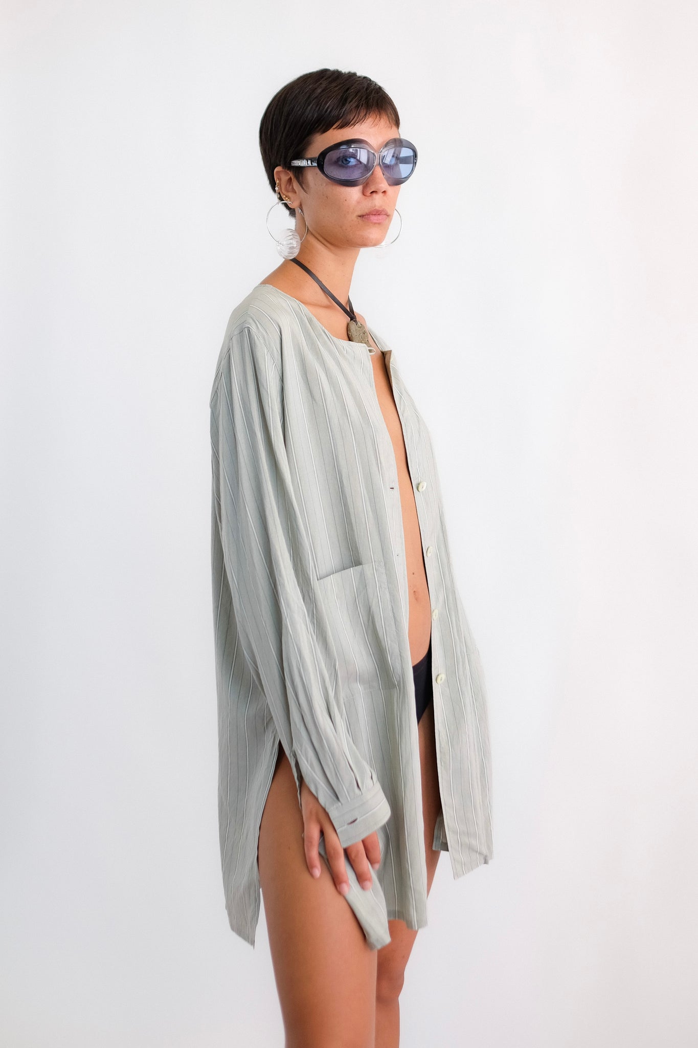 CERRUTI STRIPED COVERUP IN RATURE SILK