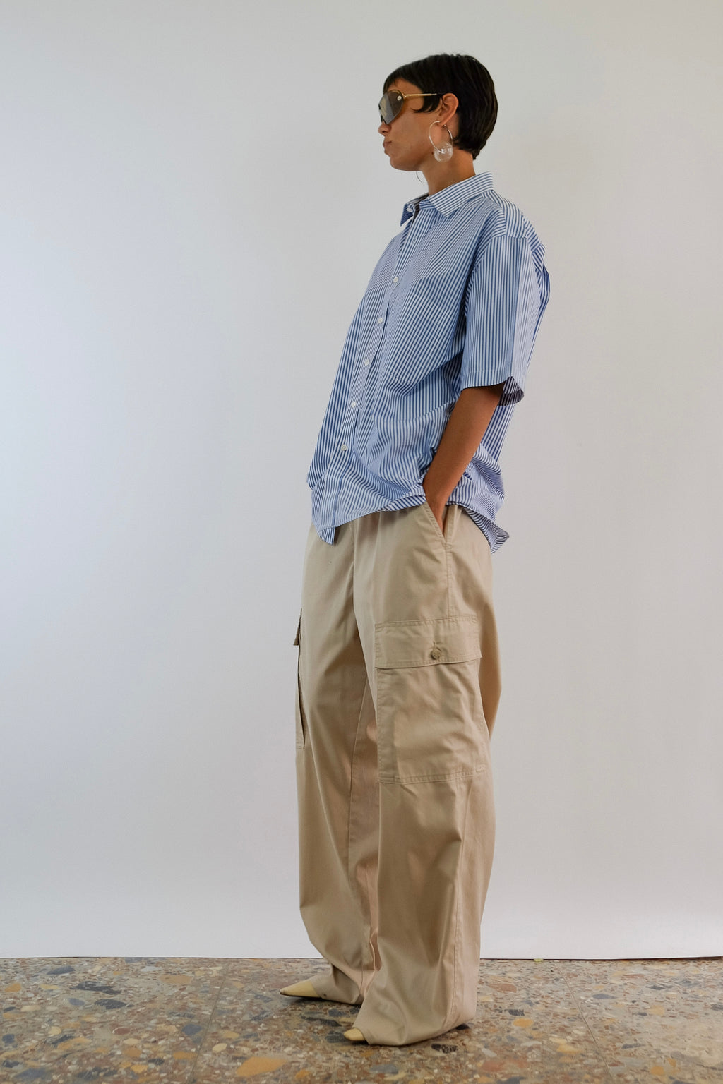 ARMANI JEANS DRAWSTRING WIDE CARGOS IN SAND