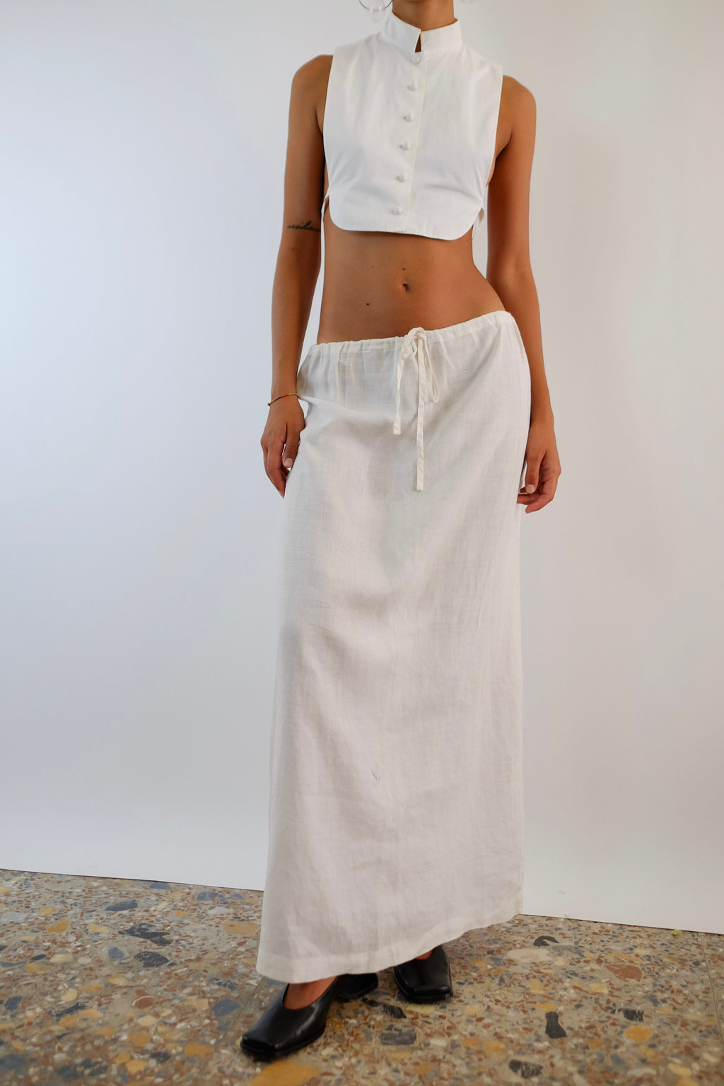 STEFANEL MAXI SKIRT IN WHITE RAMIE