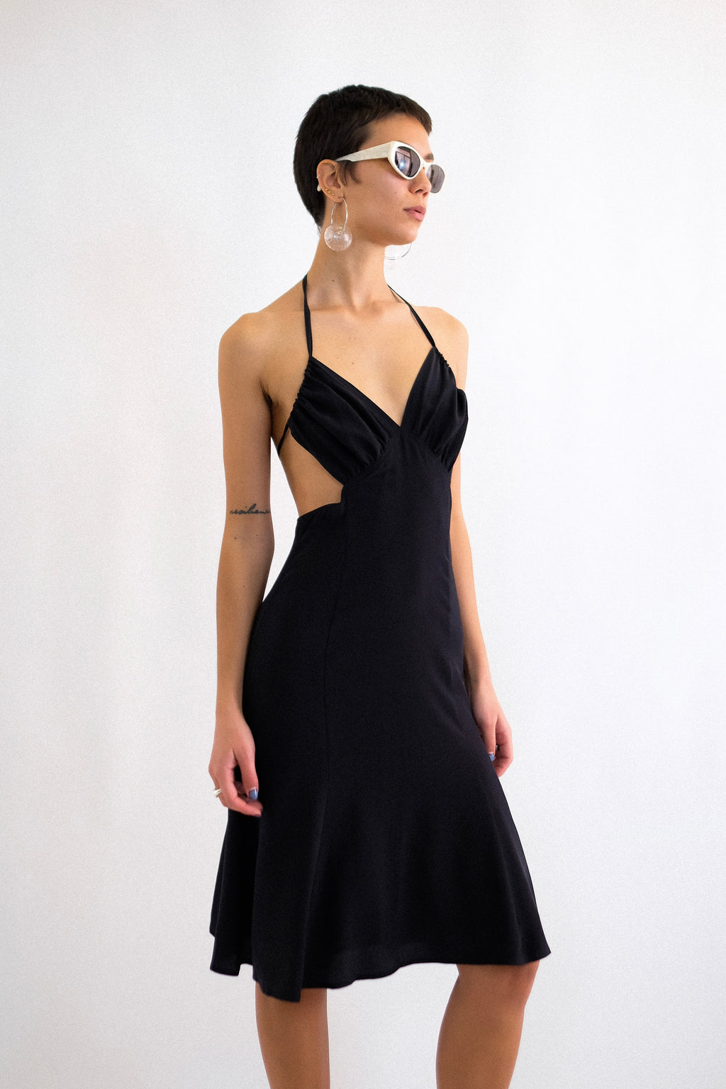 MAX MARA OPEN BACK DRESS IN BLACK