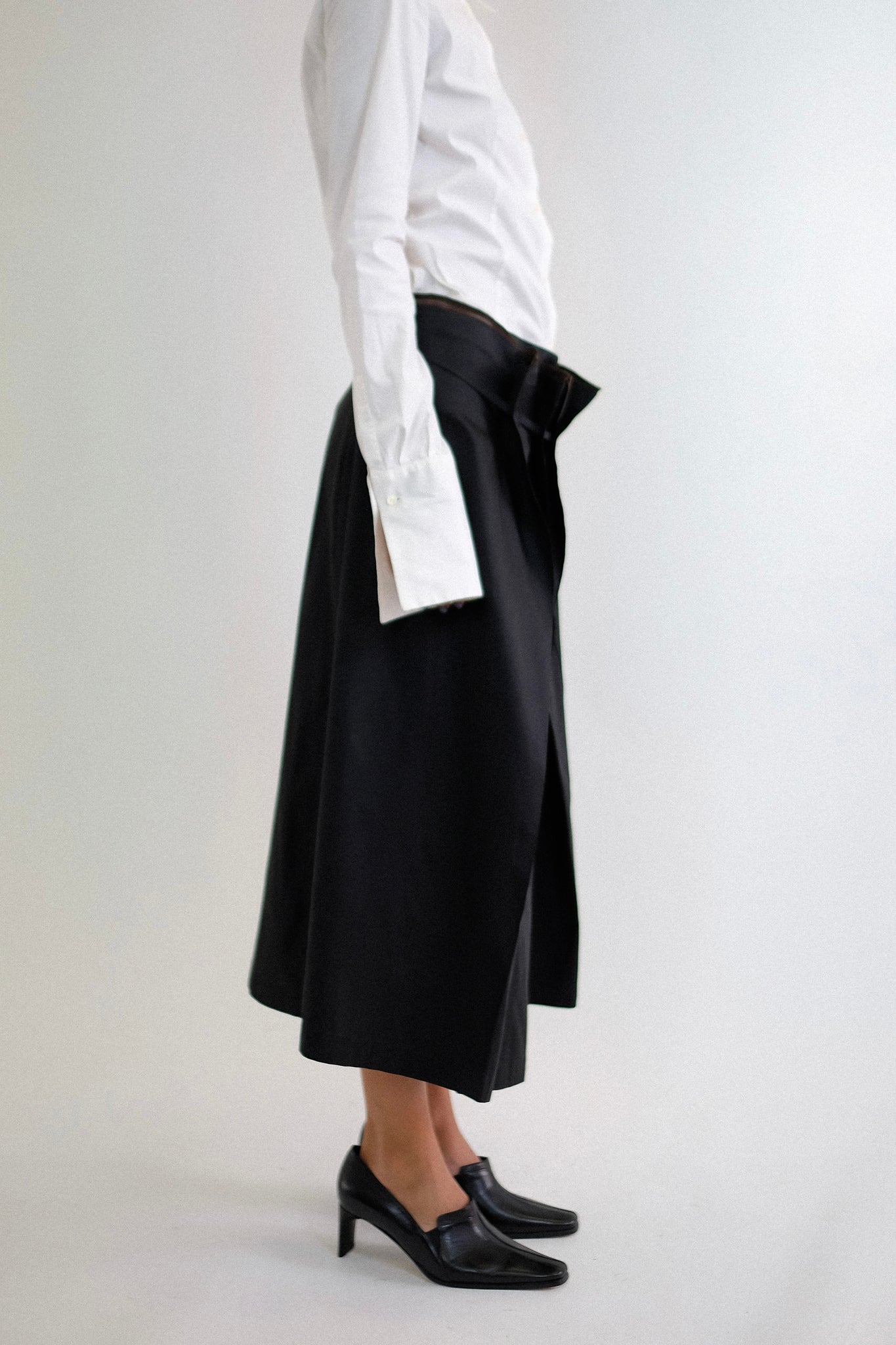 ARTISANAL RAW SILK WRAP SKIRT IN BLACK (ON HOLD)