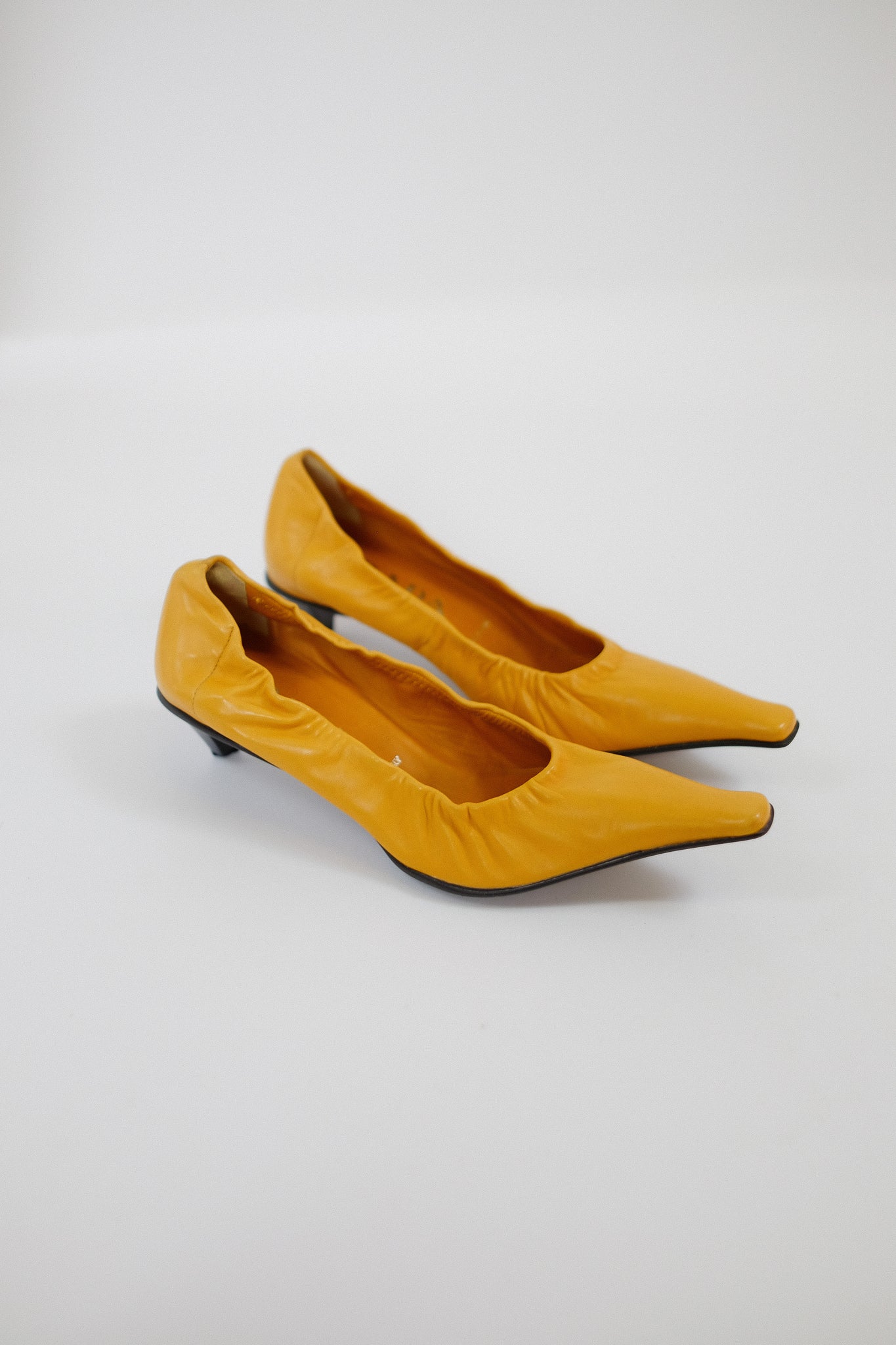 PRADA KITTEN HEELS IN GAMBOGE