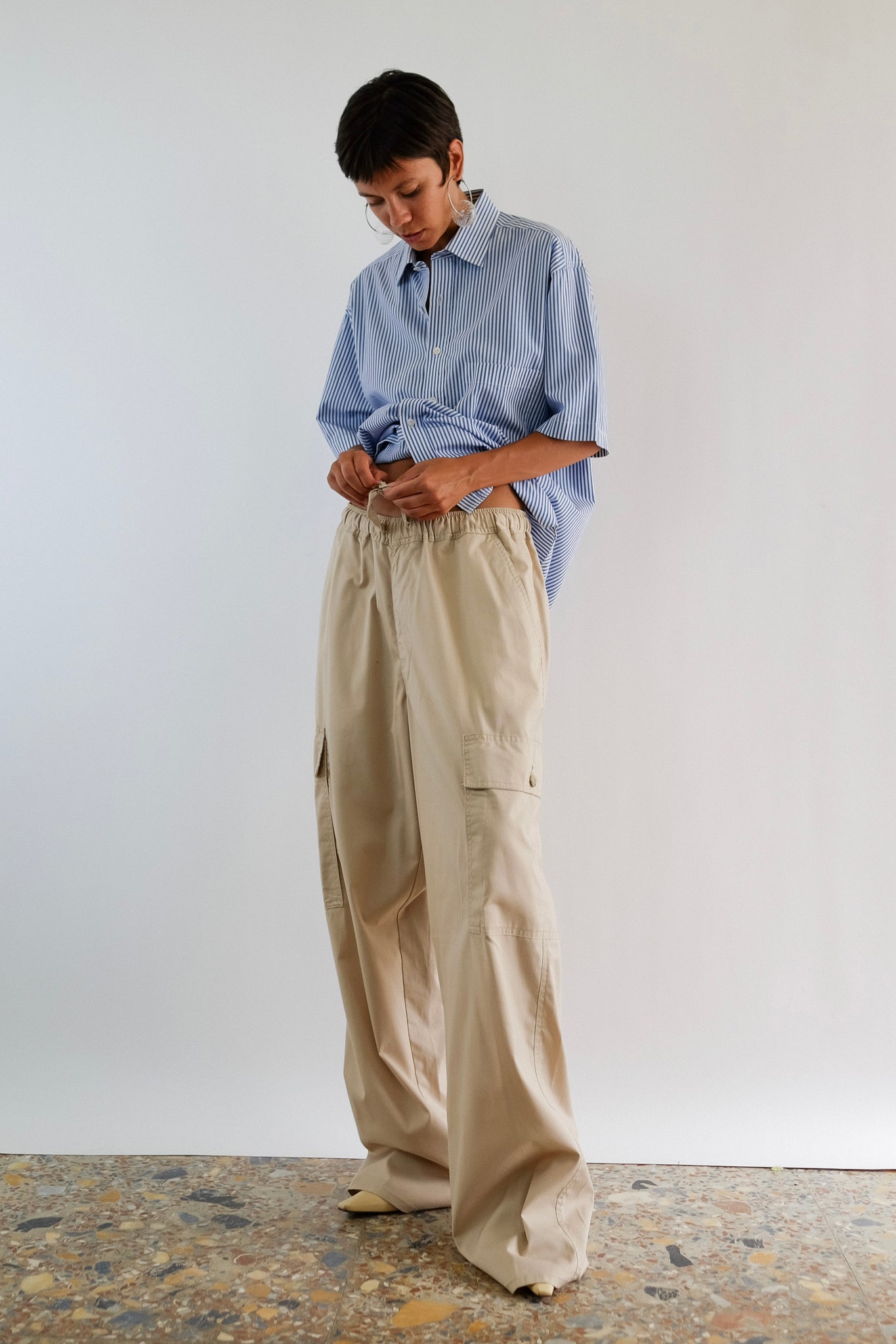 YVES SAINT LAURENT SHIRT IN BLUE STRIPE COTTON