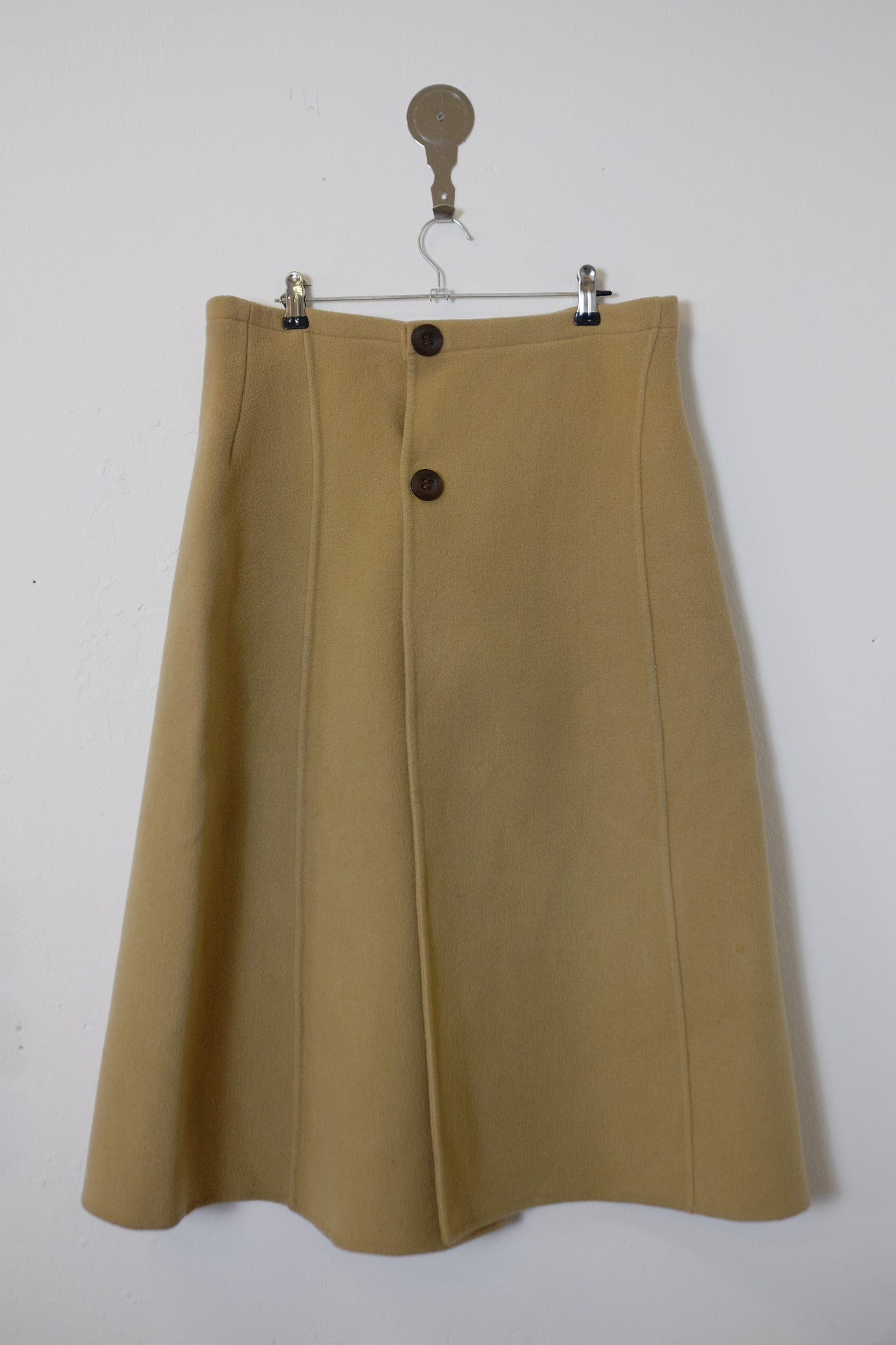DOUBLE-FACED COUTURE WOOL WRAP SKIRT IN CAMEL