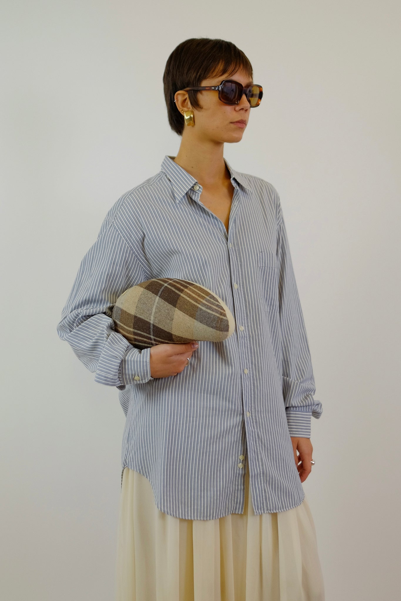 1980s GIORGIO ARMANI UOMO COLLEZIONI BLUE STRIP SHIRT